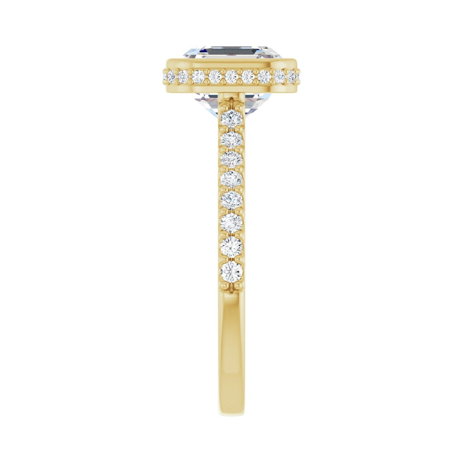 Asscher Hidden Halo-Style Engagement Ring | Metal Type=14K Yellow Gold | Center Stone Size=3 CT | Image 4