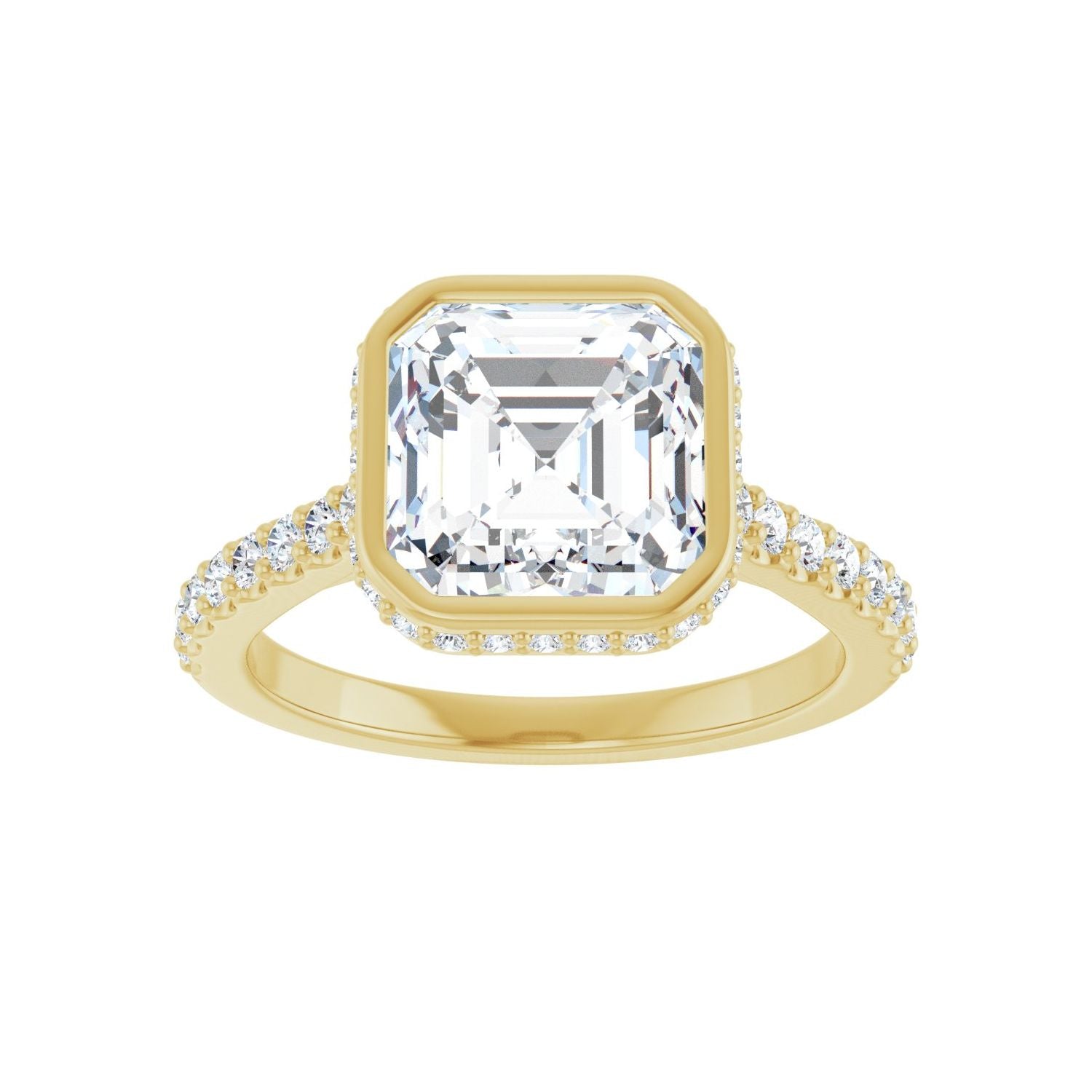 Asscher Hidden Halo-Style Engagement Ring | Metal Type=14K Yellow Gold | Center Stone Size=3 CT | Image 3