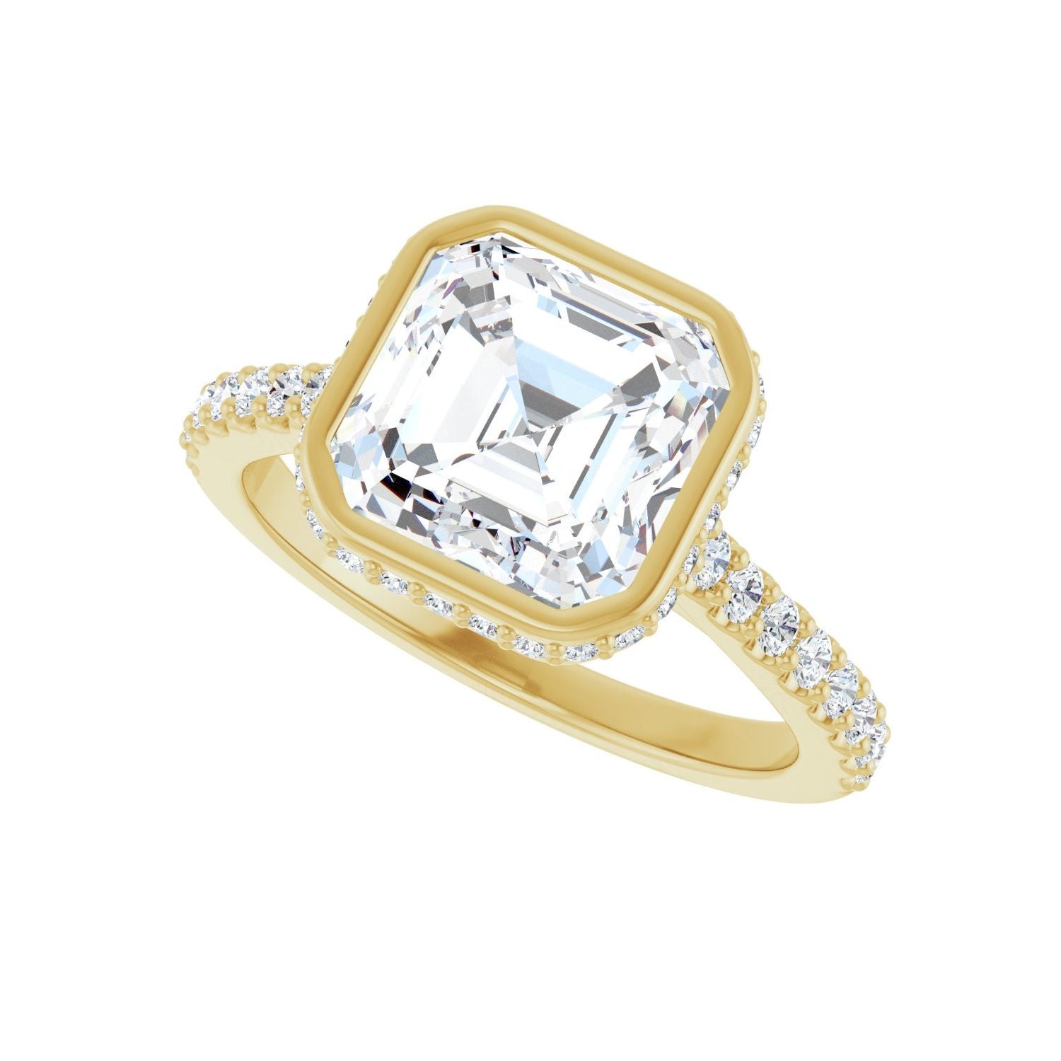 Asscher Hidden Halo-Style Engagement Ring | Metal Type=14K Yellow Gold | Center Stone Size=3 CT | Image 5