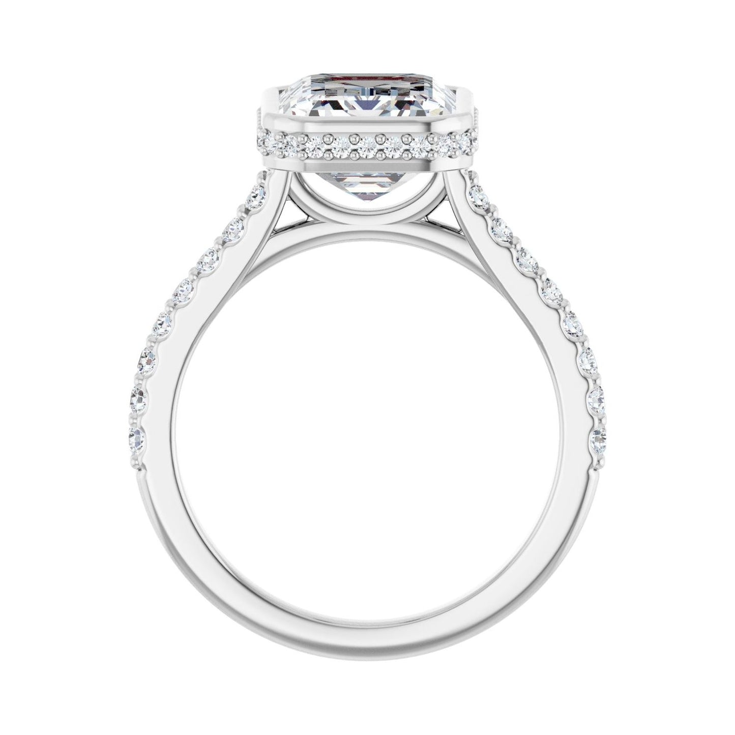 Emerald Hidden Halo-Style Engagement Ring | Metal Type=14K White Gold | Center Stone Size=3 CT | Image 2