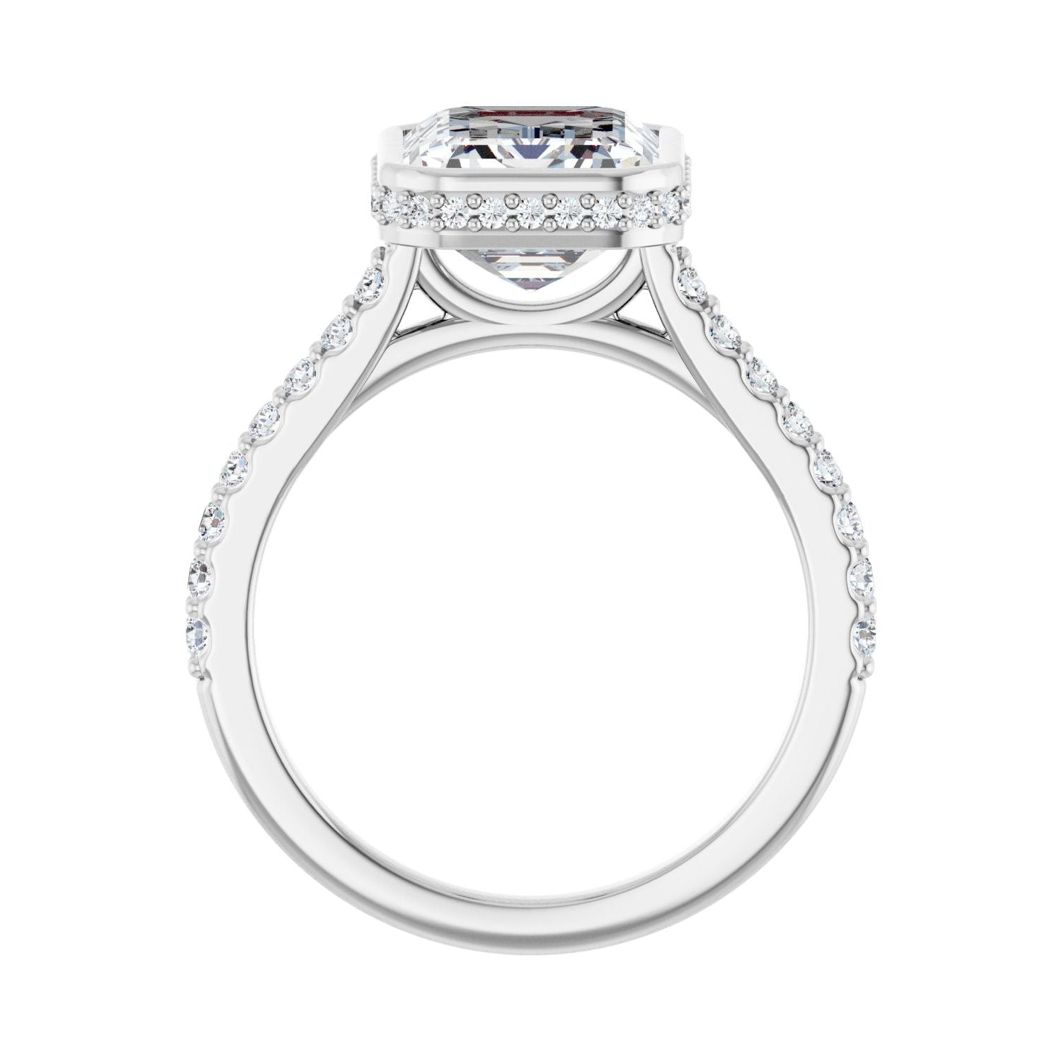 Emerald Hidden Halo-Style Engagement Ring | Metal Type=14K White Gold | Center Stone Size=3 CT | Image 2