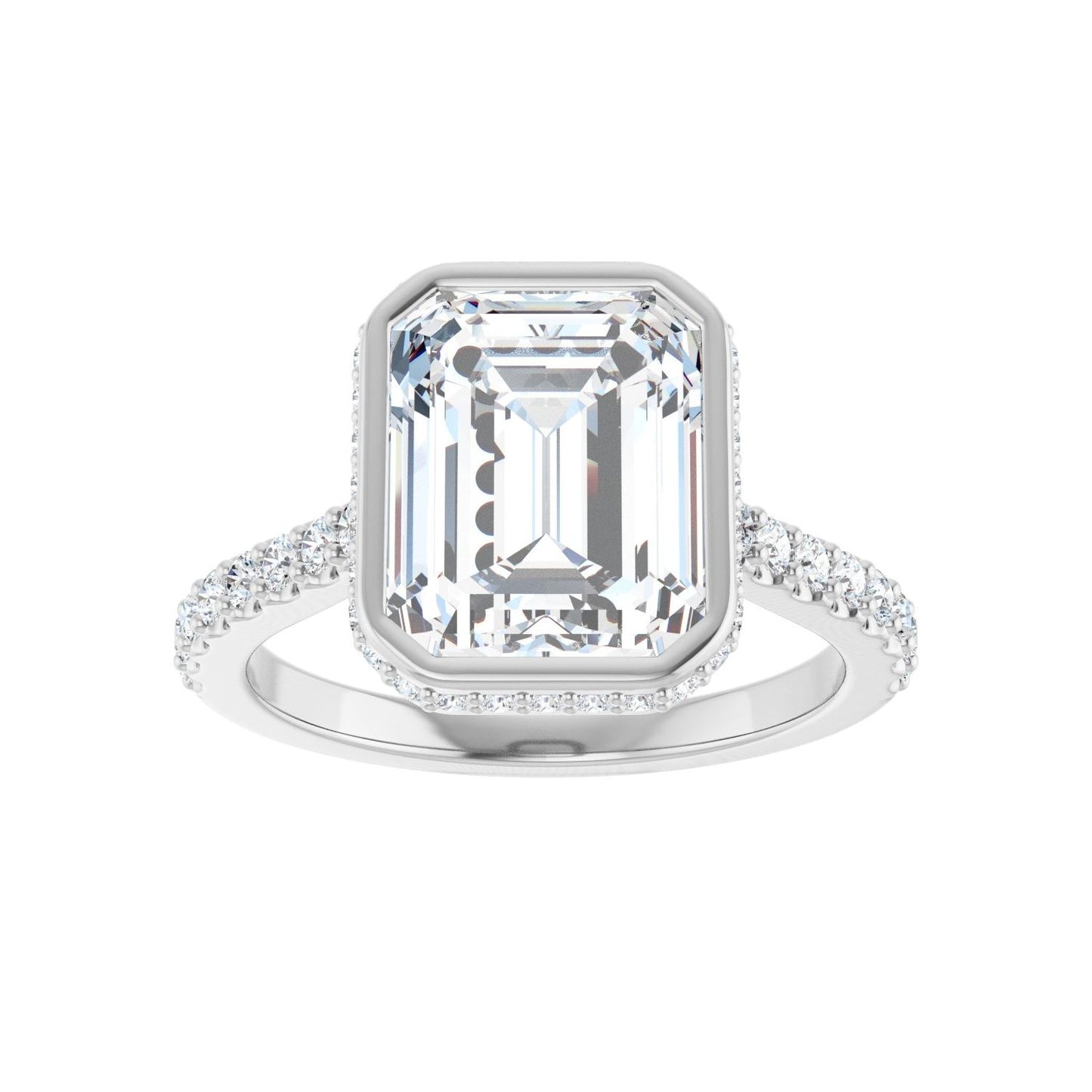 Emerald Hidden Halo-Style Engagement Ring | Metal Type=14K White Gold | Center Stone Size=3 CT | Image 3