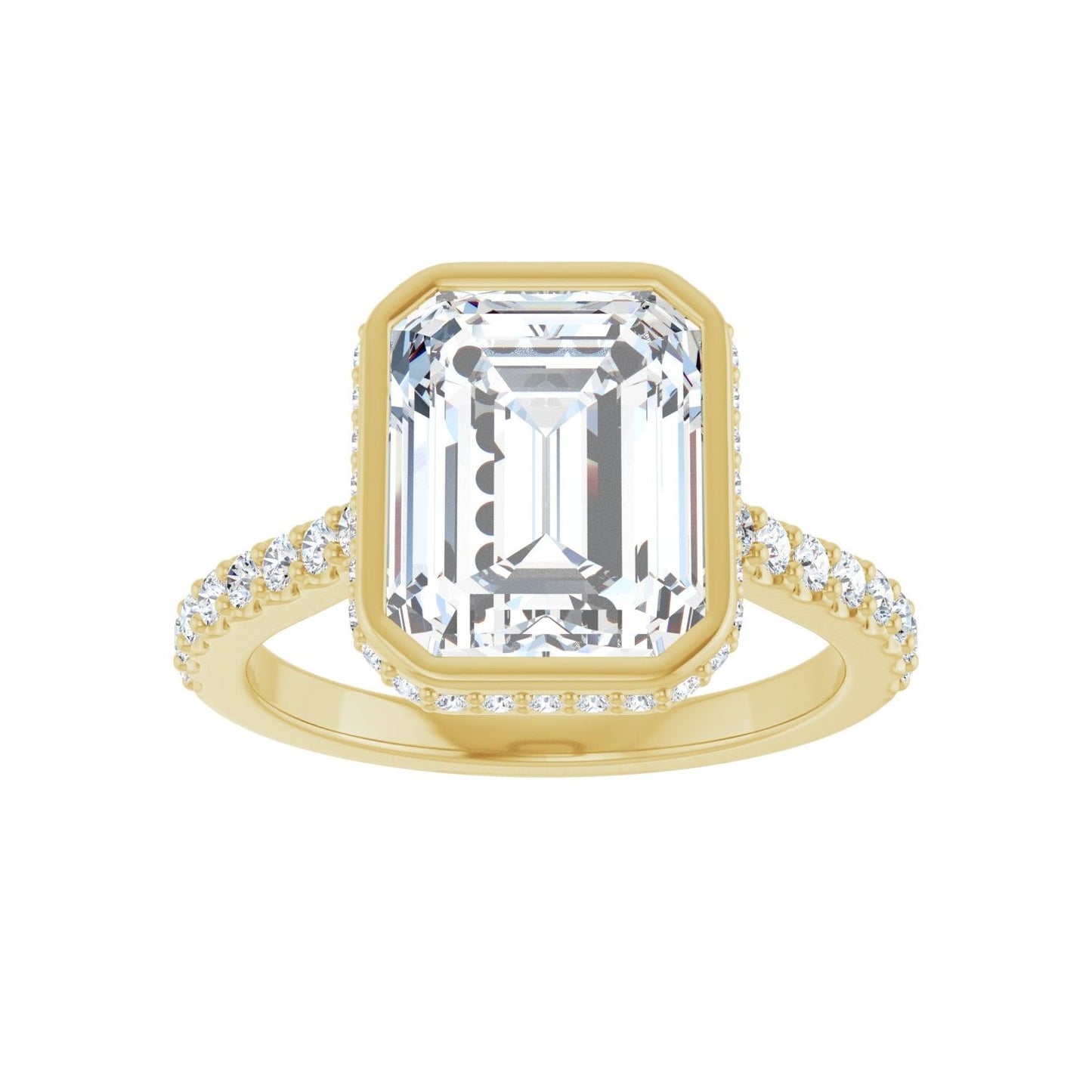 Emerald Hidden Halo-Style Engagement Ring | Metal Type=14K Yellow Gold | Center Stone Size=3 CT | Image 3
