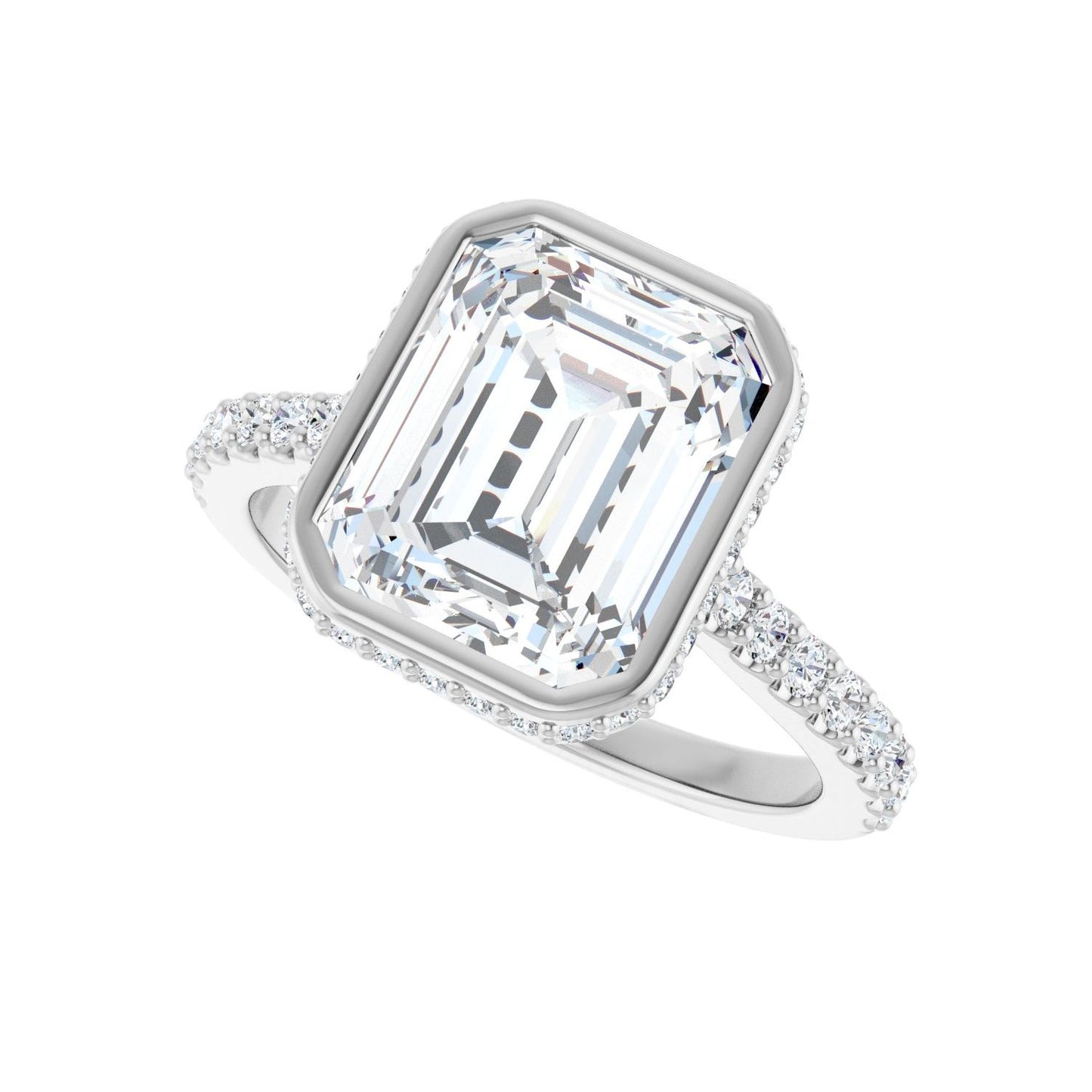 Emerald Hidden Halo-Style Engagement Ring | Metal Type=14K White Gold | Center Stone Size=3 CT | Image 5