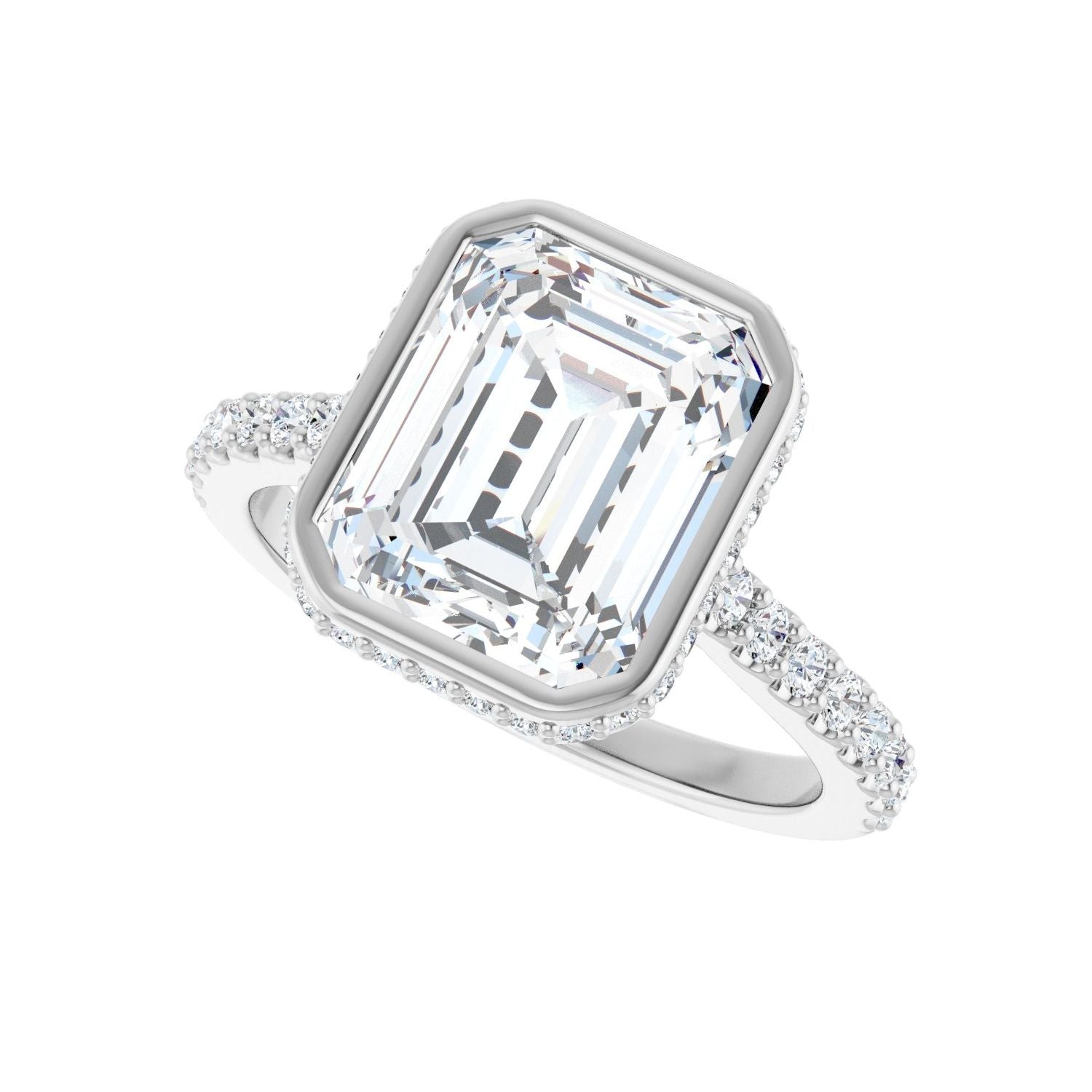 Emerald Hidden Halo-Style Engagement Ring | Metal Type=14K White Gold | Center Stone Size=3 CT | Image 5