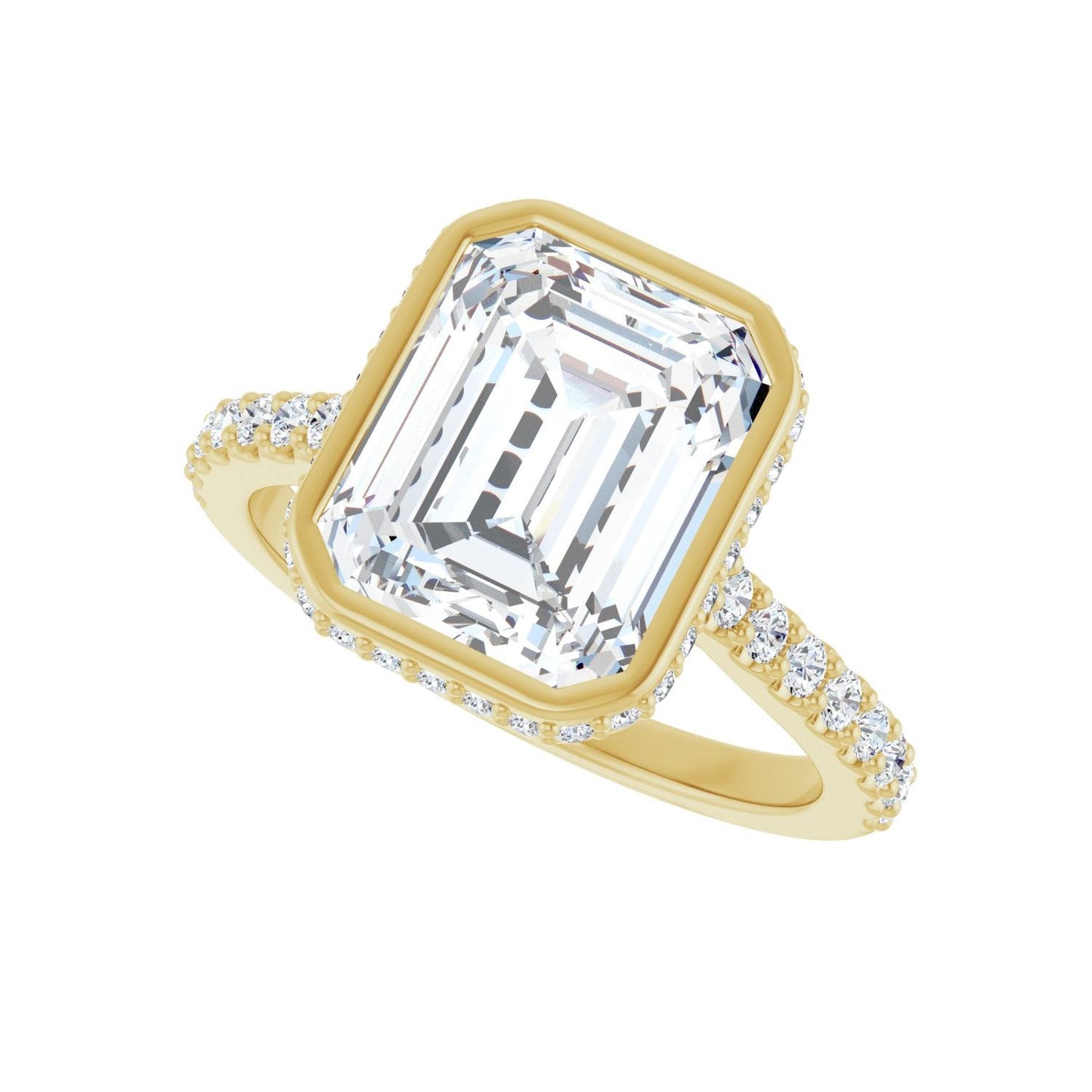 Emerald Hidden Halo-Style Engagement Ring | Metal Type=14K Yellow Gold | Center Stone Size=3 CT | Image 5
