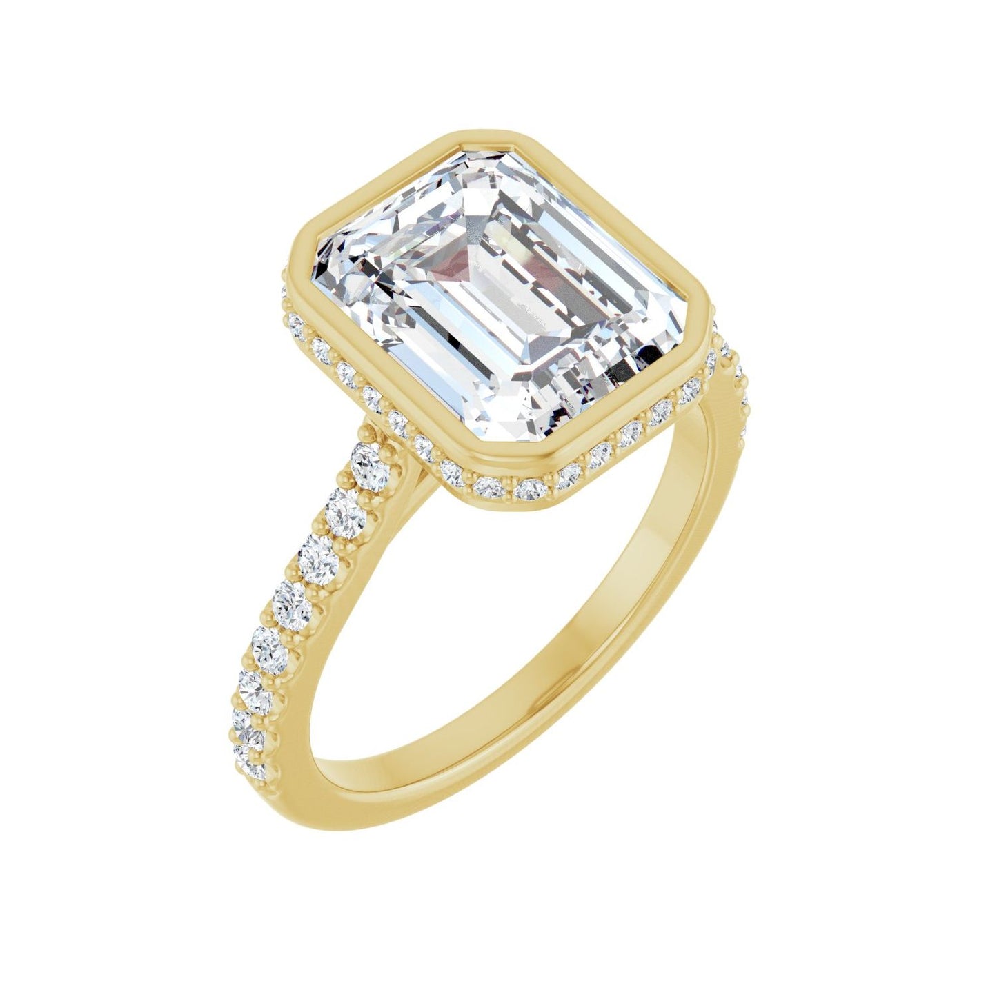 Emerald Hidden Halo-Style Engagement Ring | Metal Type=14K Yellow Gold | Center Stone Size=3 CT | Image 1