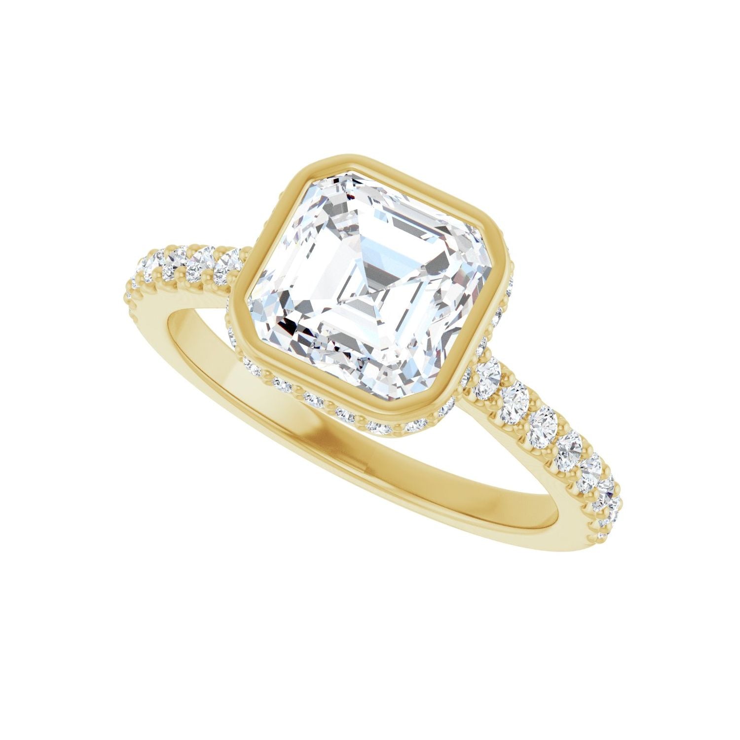 Asscher Hidden Halo-Style Engagement Ring | Metal Type=14K Yellow Gold | Center Stone Size=2 CT | Image 5