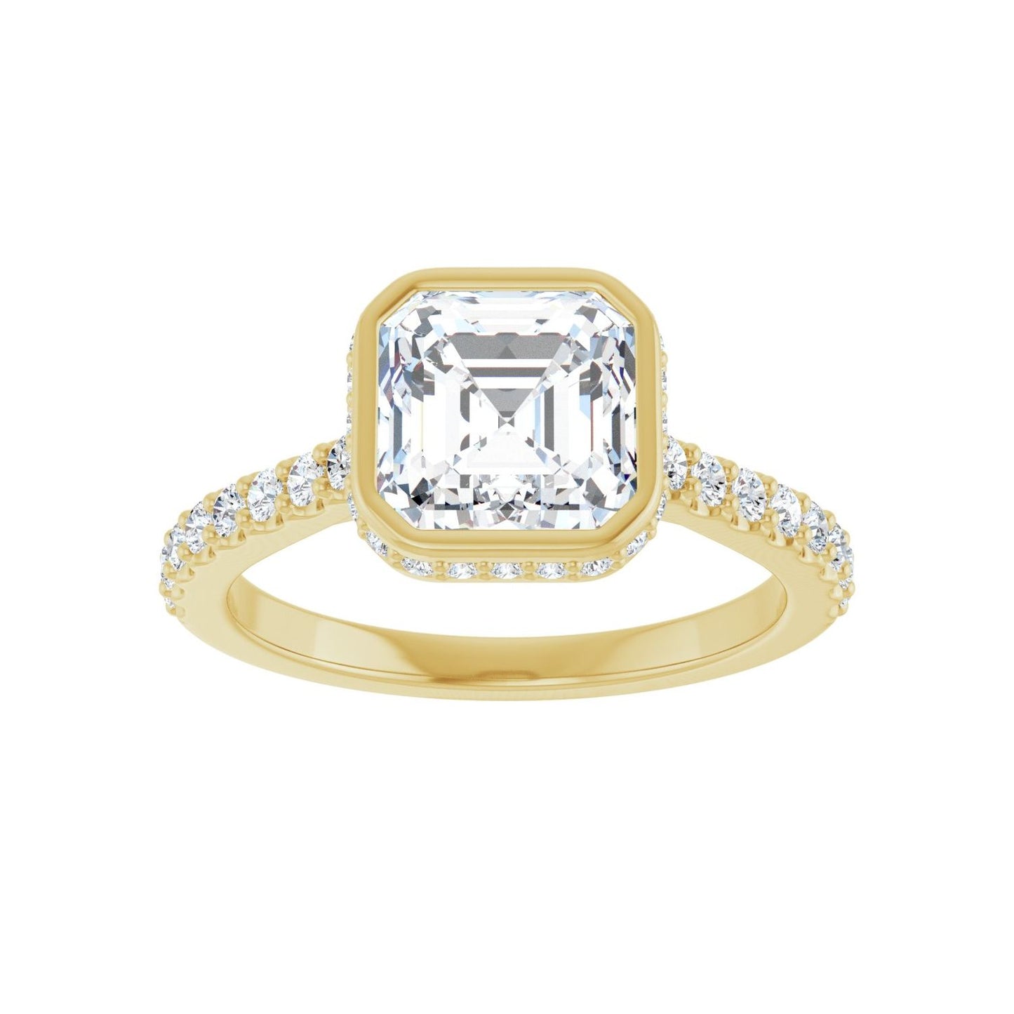 Asscher Hidden Halo-Style Engagement Ring | Metal Type=14K Yellow Gold | Center Stone Size=2 CT | Image 3