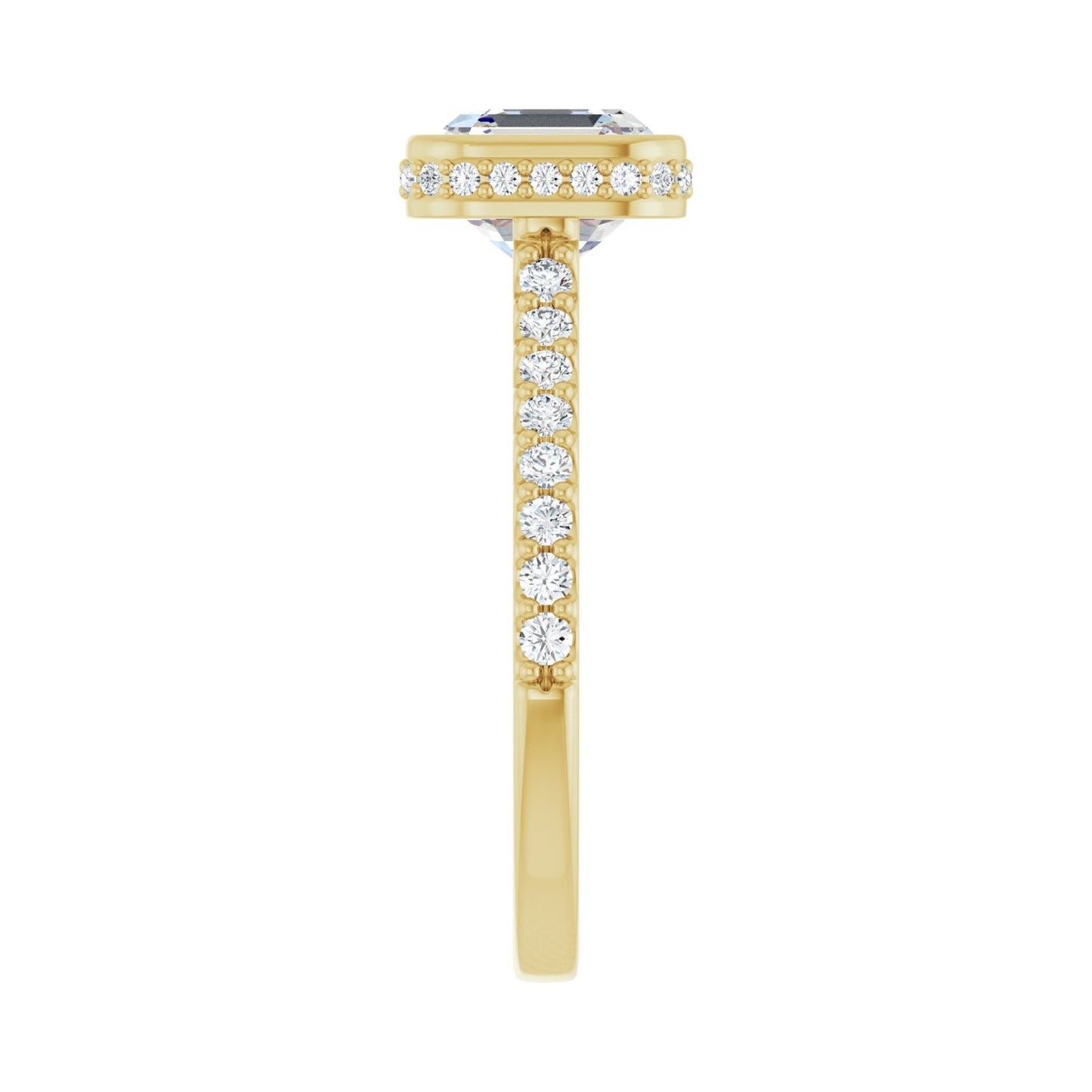 Asscher Hidden Halo-Style Engagement Ring | Metal Type=14K Yellow Gold | Center Stone Size=2 CT | Image 4