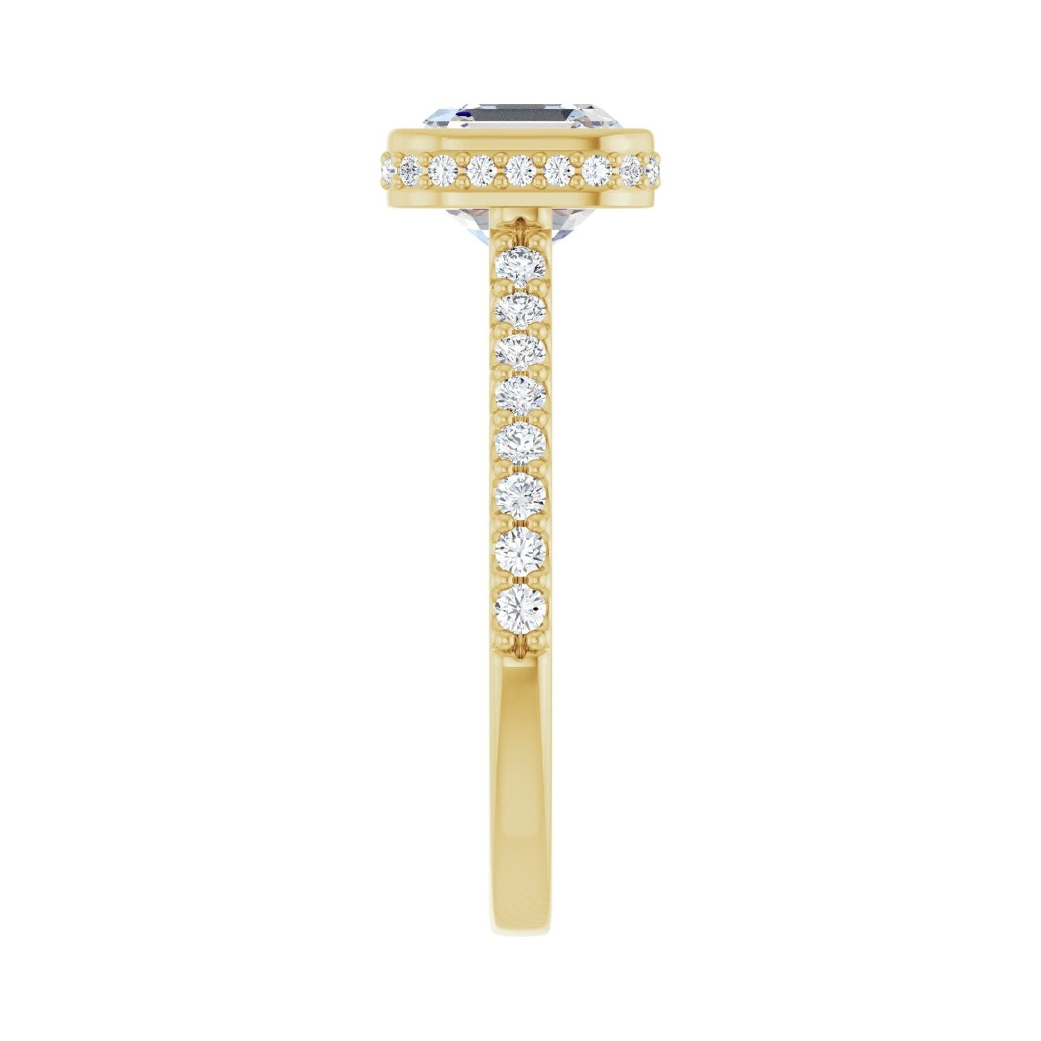 Asscher Hidden Halo-Style Engagement Ring | Metal Type=14K Yellow Gold | Center Stone Size=2 CT | Image 4