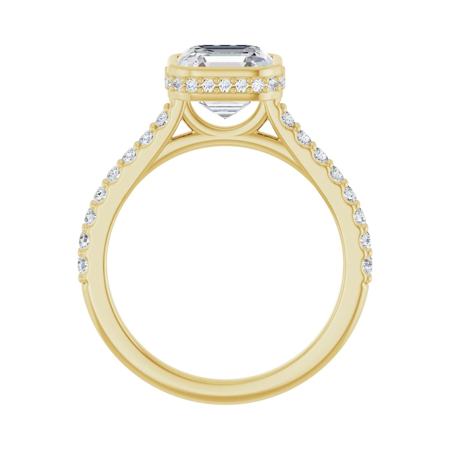 Asscher Hidden Halo-Style Engagement Ring | Metal Type=14K Yellow Gold | Center Stone Size=2 CT | Image 2