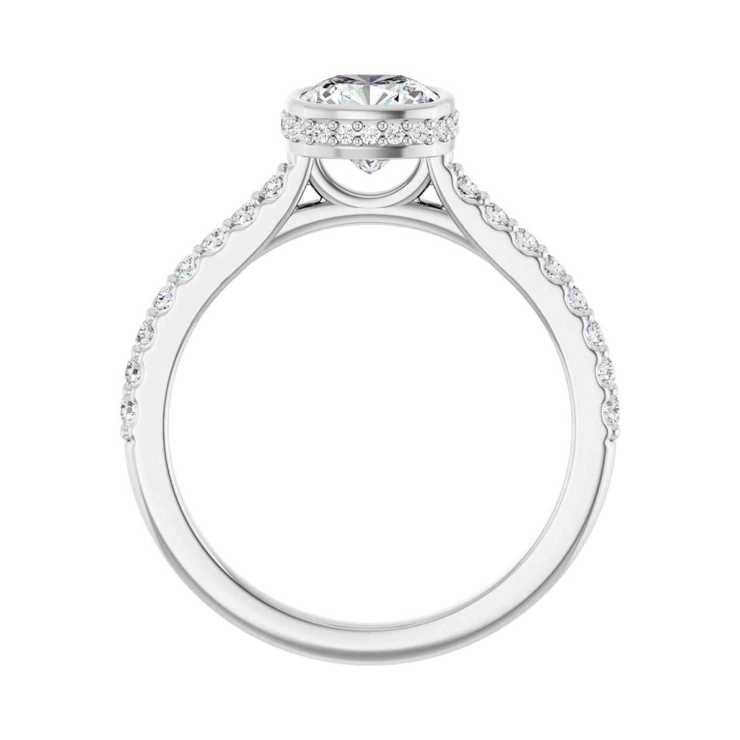Cushion Hidden Halo-Style Engagement Ring | Metal Type=14K White Gold | Center Stone Size=1 CT | Image 2