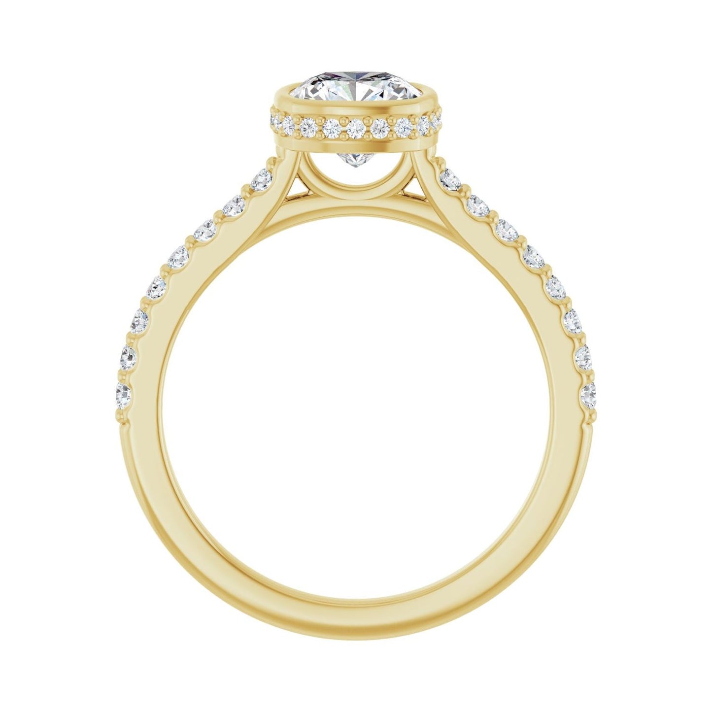 Cushion Hidden Halo-Style Engagement Ring | Metal Type=14K Yellow Gold | Center Stone Size=1 CT | Image 2