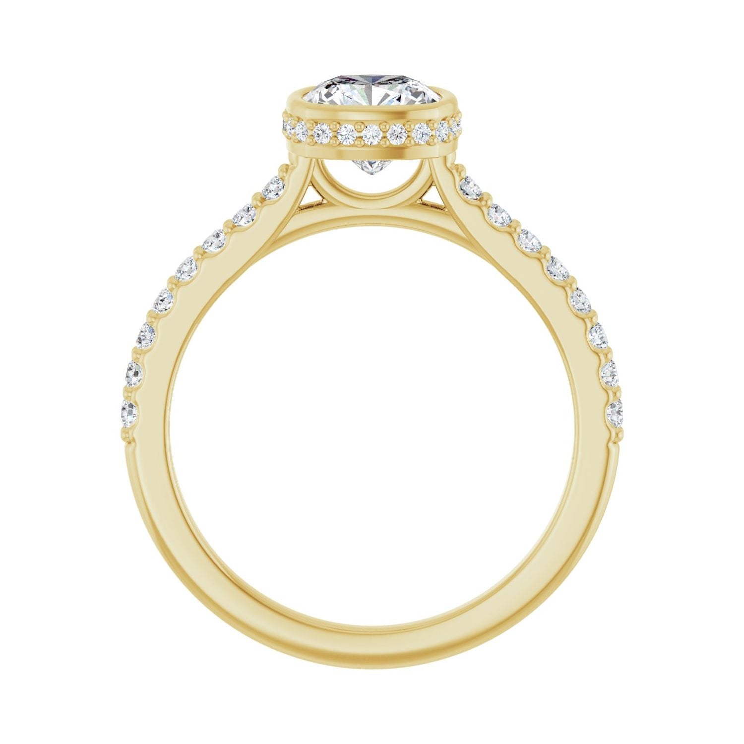 Cushion Hidden Halo-Style Engagement Ring | Metal Type=14K Yellow Gold | Center Stone Size=1 CT | Image 2