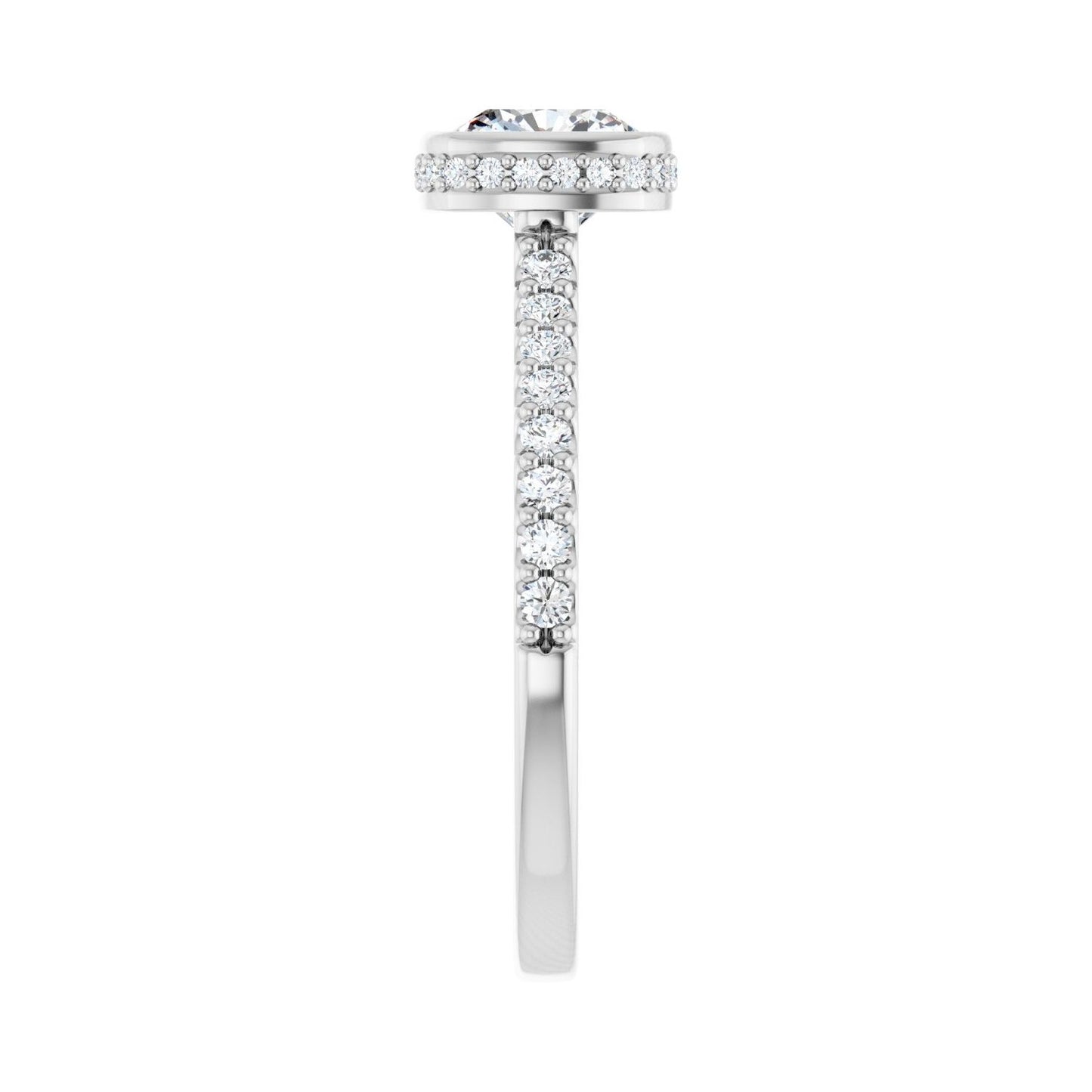 Cushion Hidden Halo-Style Engagement Ring | Metal Type=14K White Gold | Center Stone Size=1 CT | Image 4