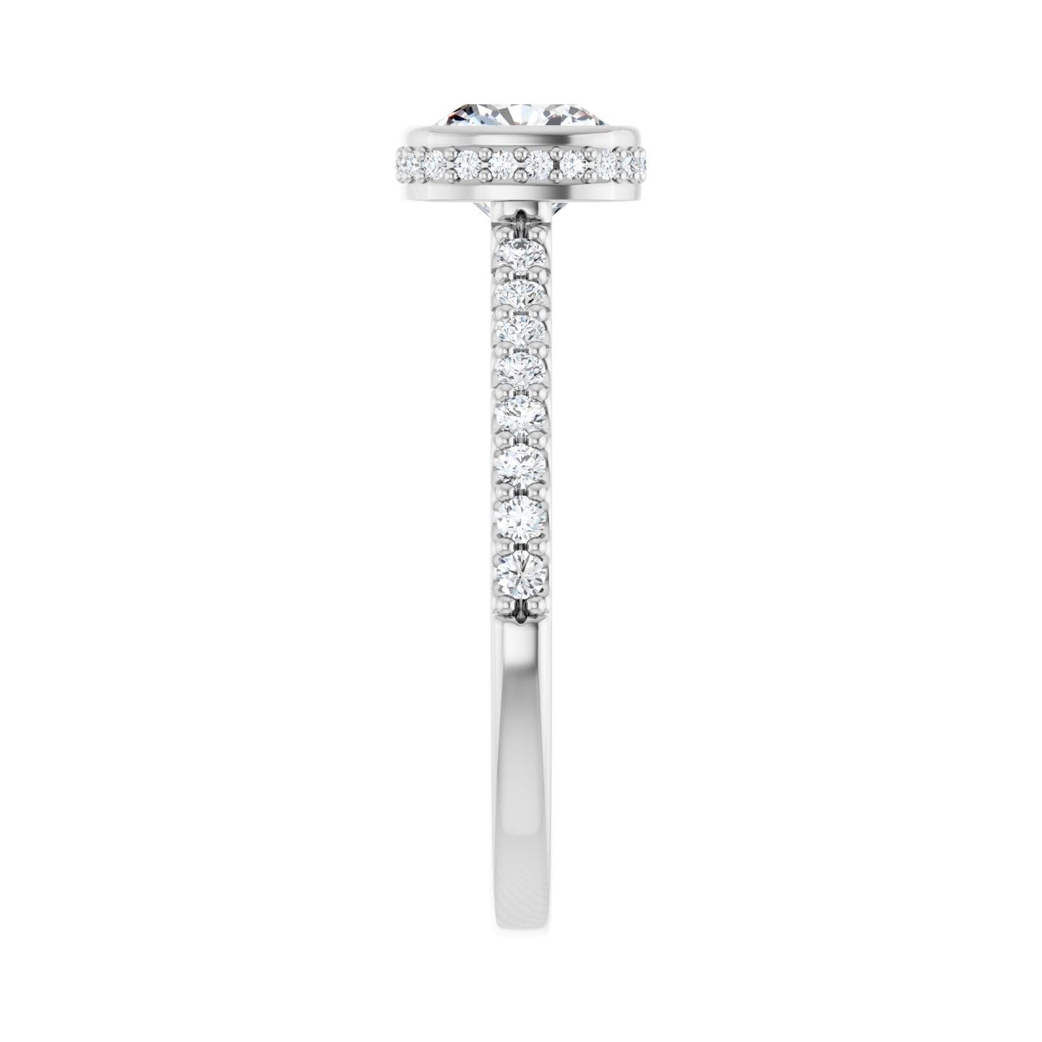 Cushion Hidden Halo-Style Engagement Ring | Metal Type=14K White Gold | Center Stone Size=1 CT | Image 4
