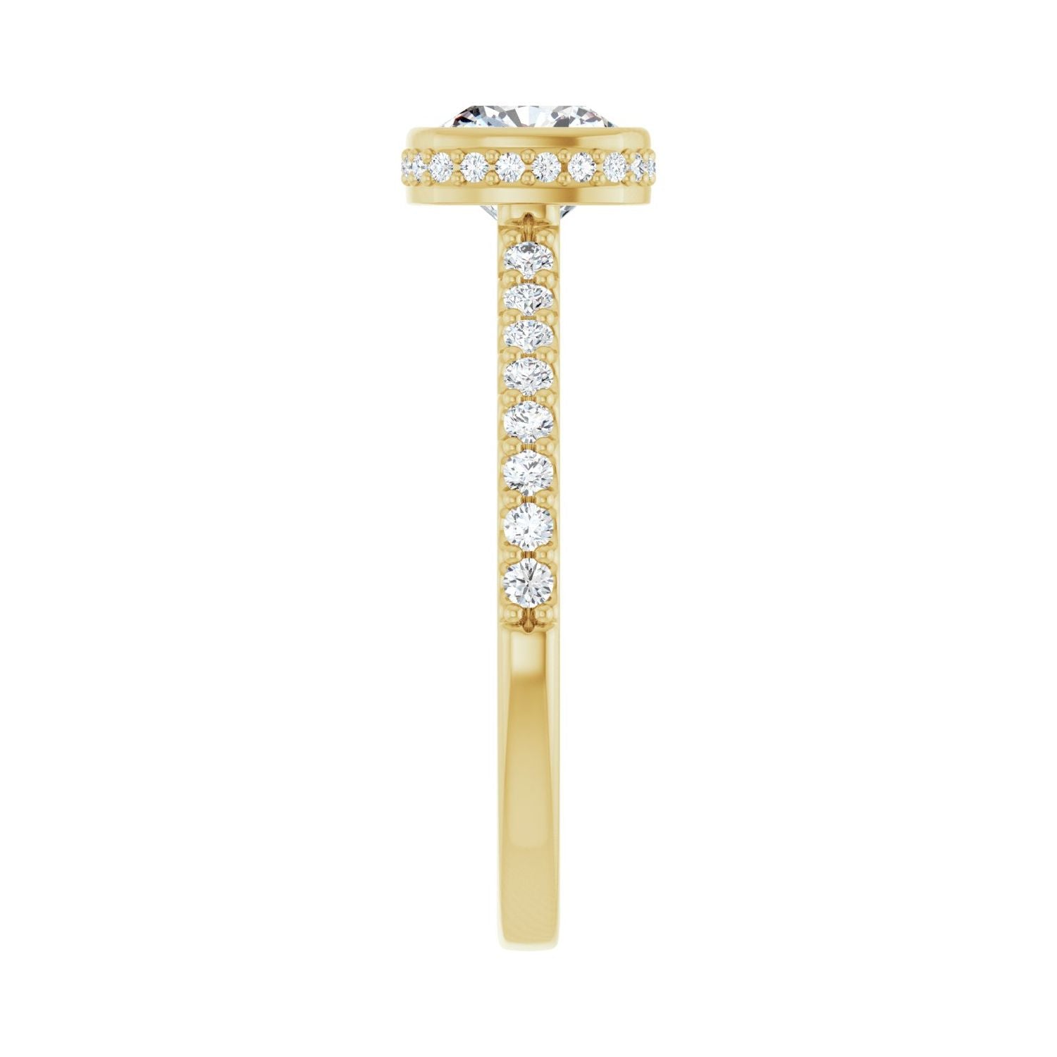 Cushion Hidden Halo-Style Engagement Ring | Metal Type=14K Yellow Gold | Center Stone Size=1 CT | Image 4