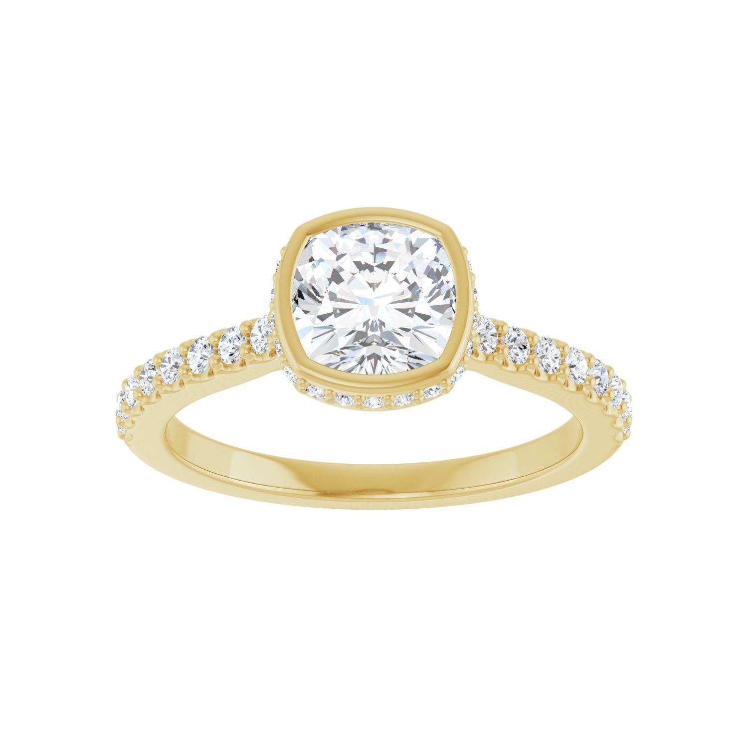 Cushion Hidden Halo-Style Engagement Ring | Metal Type=14K Yellow Gold | Center Stone Size=1 CT | Image 3