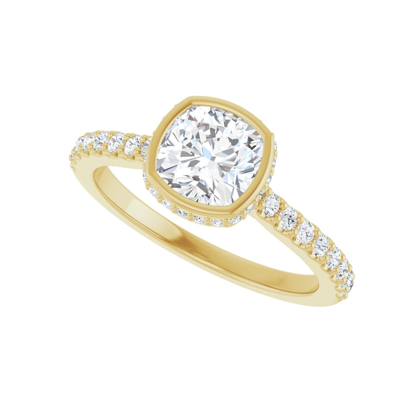 Cushion Hidden Halo-Style Engagement Ring | Metal Type=14K Yellow Gold | Center Stone Size=1 CT | Image 5