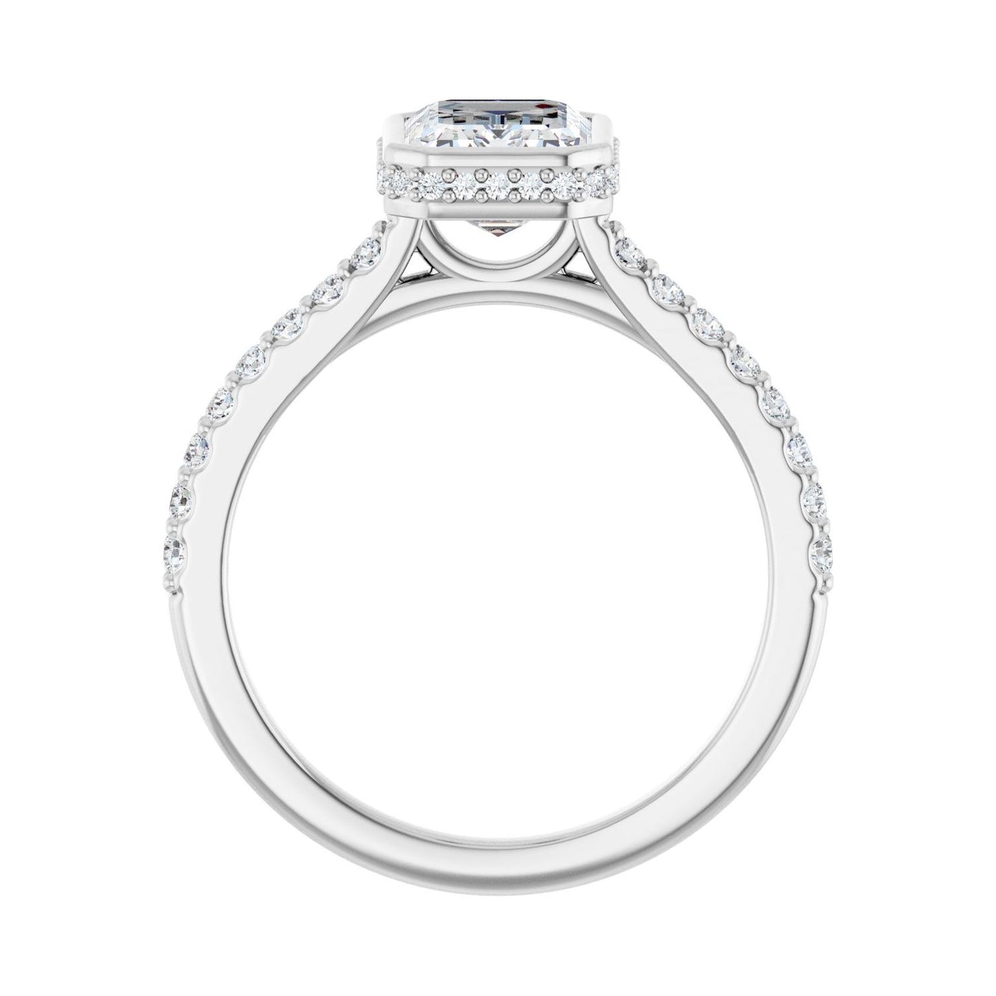 Emerald Hidden Halo-Style Engagement Ring | Metal Type=14K White Gold | Center Stone Size=2 CT | Image 2