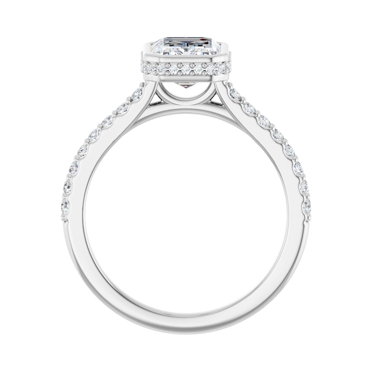 Emerald Hidden Halo-Style Engagement Ring | Metal Type=14K White Gold | Center Stone Size=2 CT | Image 2