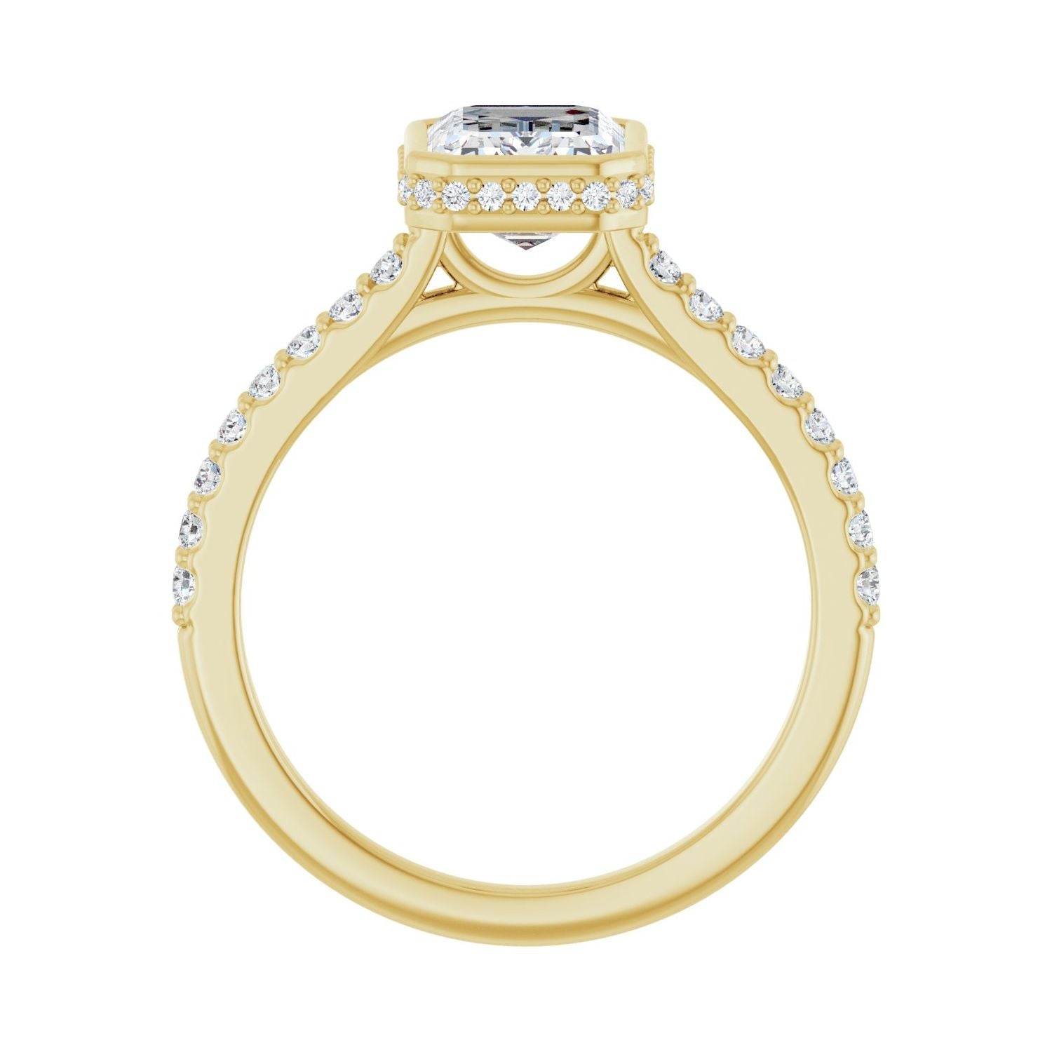 Emerald Hidden Halo-Style Engagement Ring | Metal Type=14K Yellow Gold | Center Stone Size=2 CT | Image 2