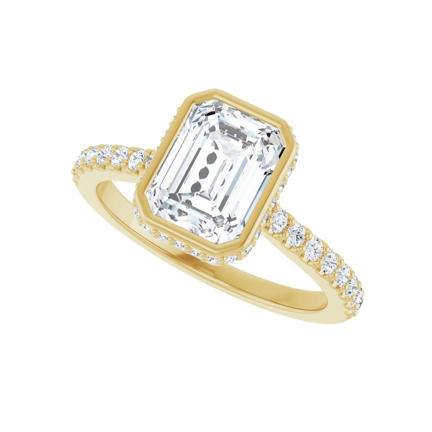Emerald Hidden Halo-Style Engagement Ring | Metal Type=14K Yellow Gold | Center Stone Size=2 CT | Image 5