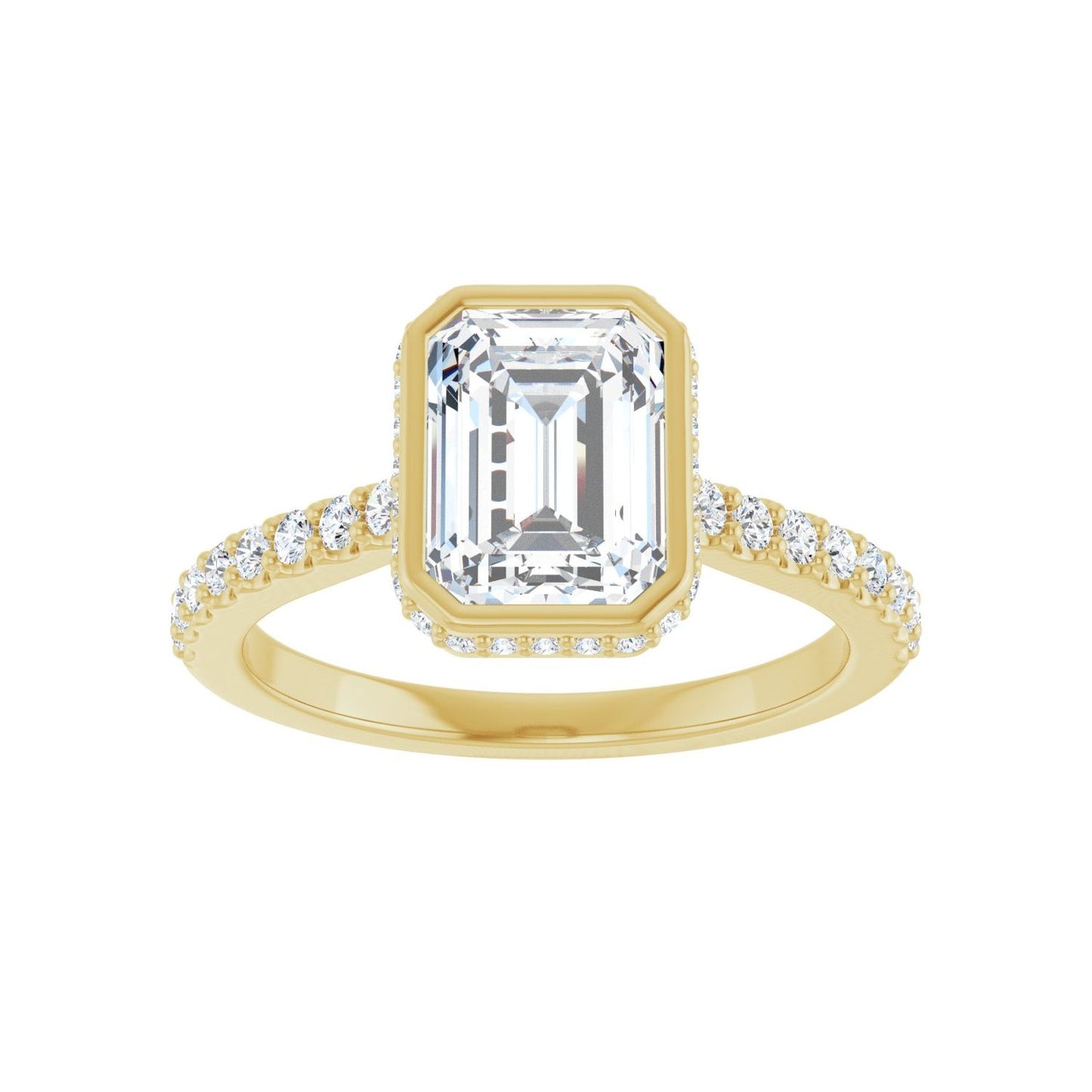 Emerald Hidden Halo-Style Engagement Ring | Metal Type=14K Yellow Gold | Center Stone Size=2 CT | Image 3