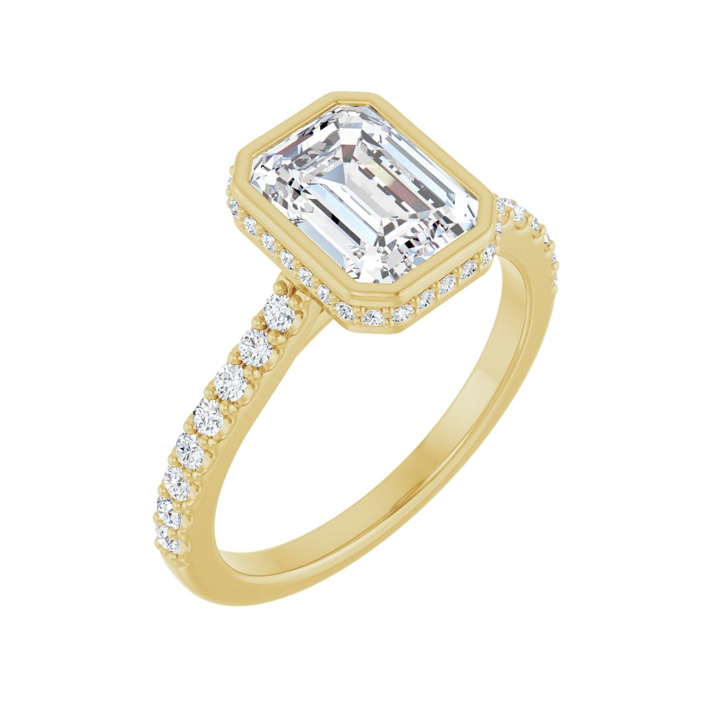 Emerald Hidden Halo-Style Engagement Ring | Metal Type=14K Yellow Gold | Center Stone Size=2 CT | Image 1