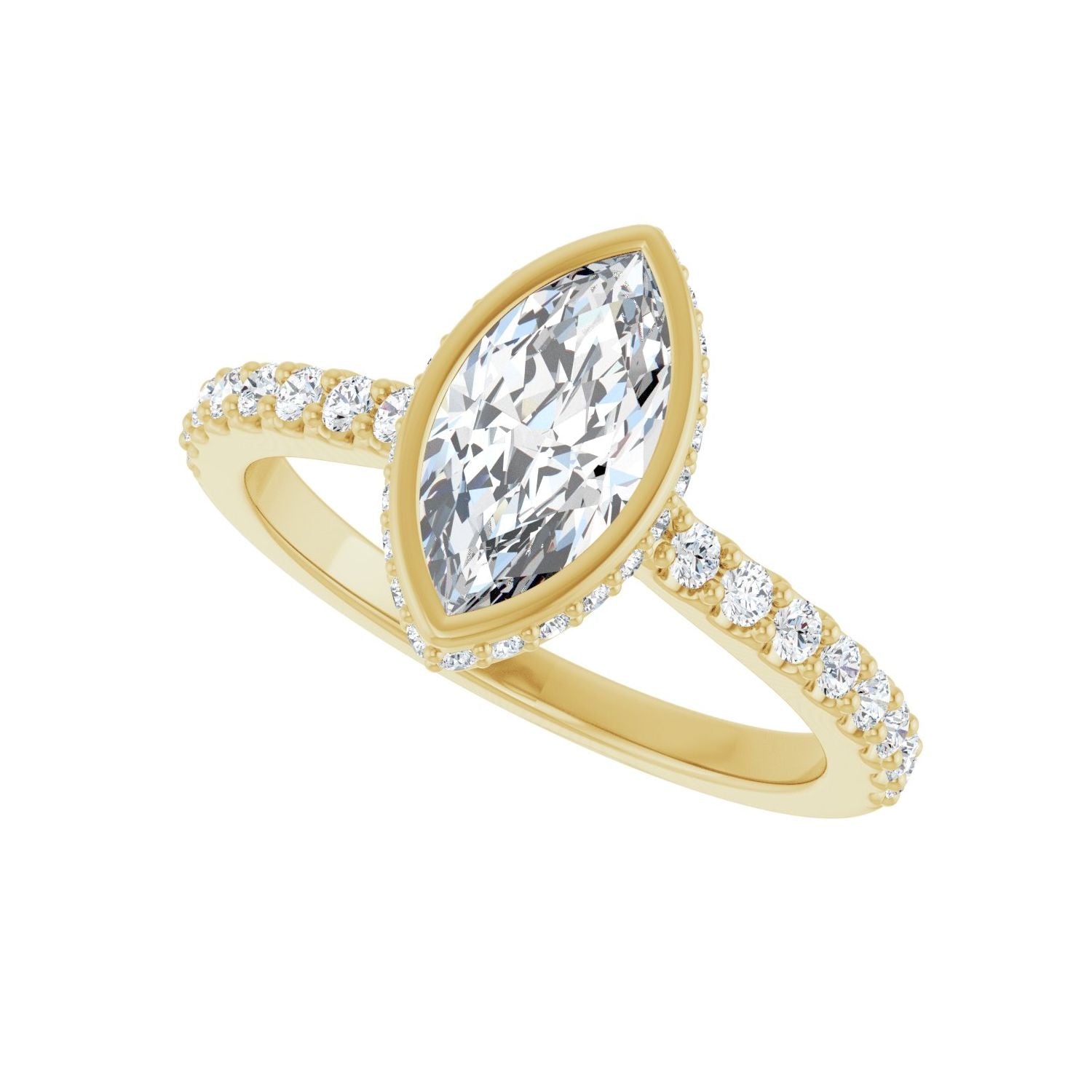 Marquise Hidden Halo-Style Engagement Ring | Metal Type=14K Yellow Gold | Center Stone Size=1 CT | Image 5