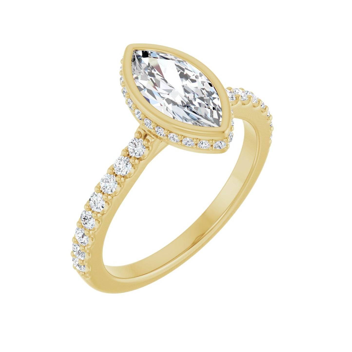 Marquise Hidden Halo-Style Engagement Ring | Metal Type=14K Yellow Gold | Center Stone Size=1 CT | Image 1
