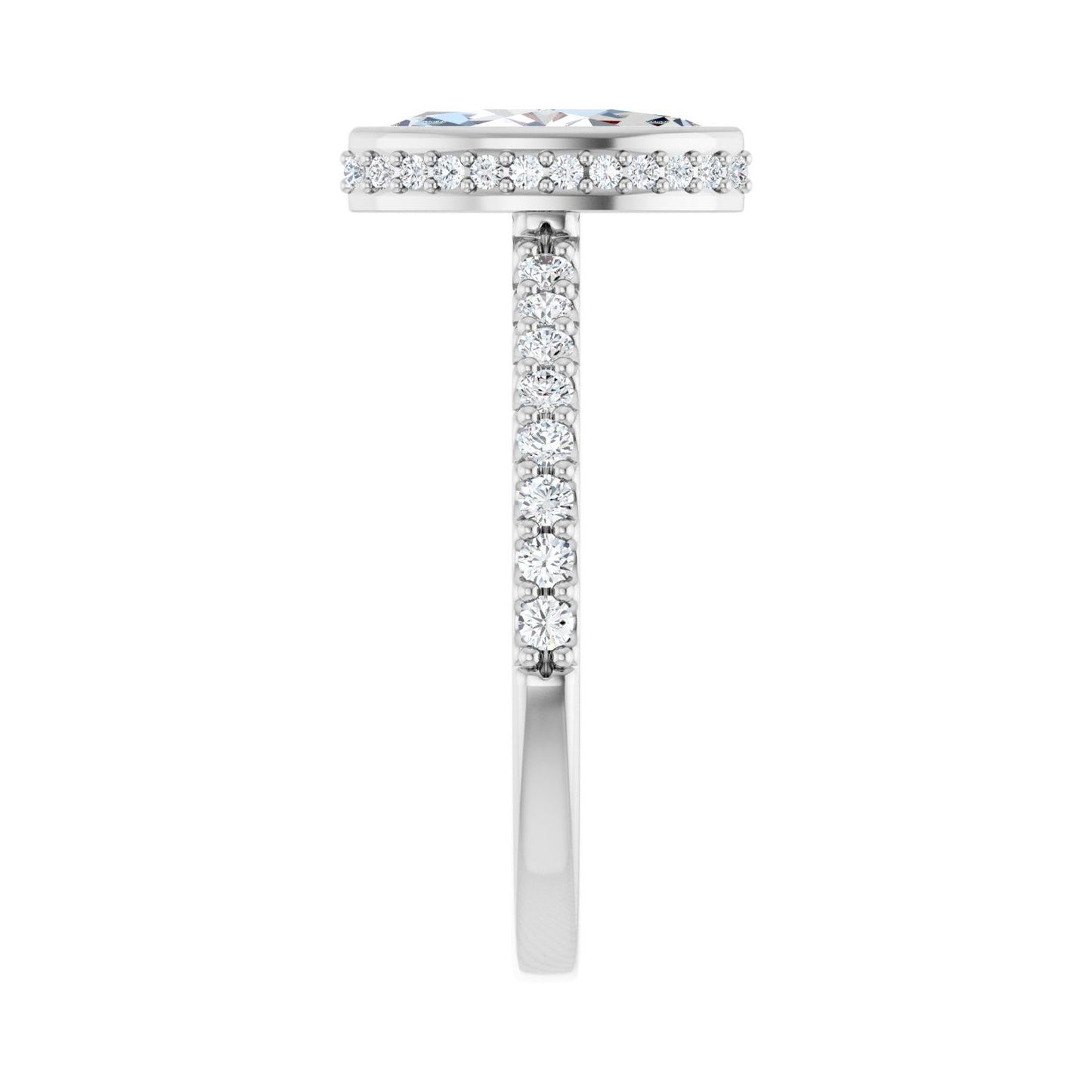 Marquise Hidden Halo-Style Engagement Ring | Metal Type=14K White Gold | Center Stone Size=1 CT | Image 4