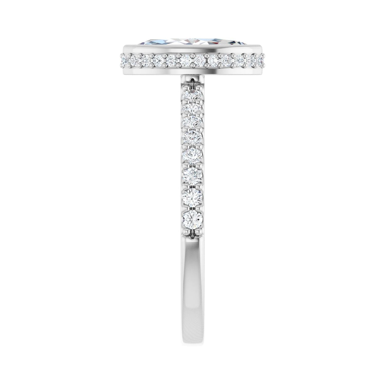 Marquise Hidden Halo-Style Engagement Ring | Metal Type=14K White Gold | Center Stone Size=1 CT | Image 4
