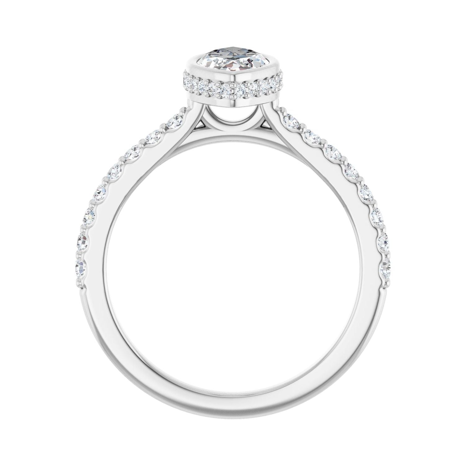 Marquise Hidden Halo-Style Engagement Ring | Metal Type=14K White Gold | Center Stone Size=1 CT | Image 2