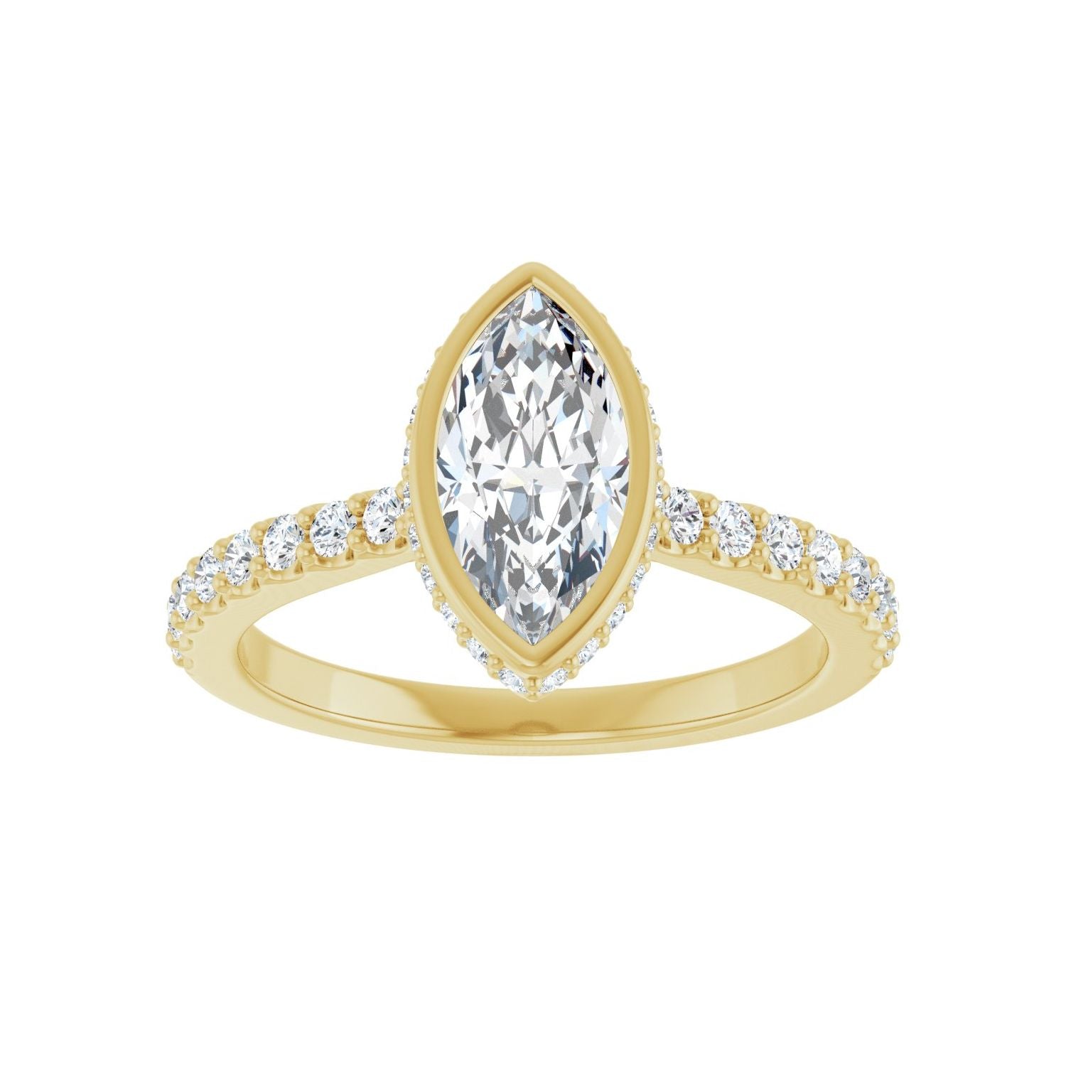 Marquise Hidden Halo-Style Engagement Ring | Metal Type=14K Yellow Gold | Center Stone Size=1 CT | Image 3