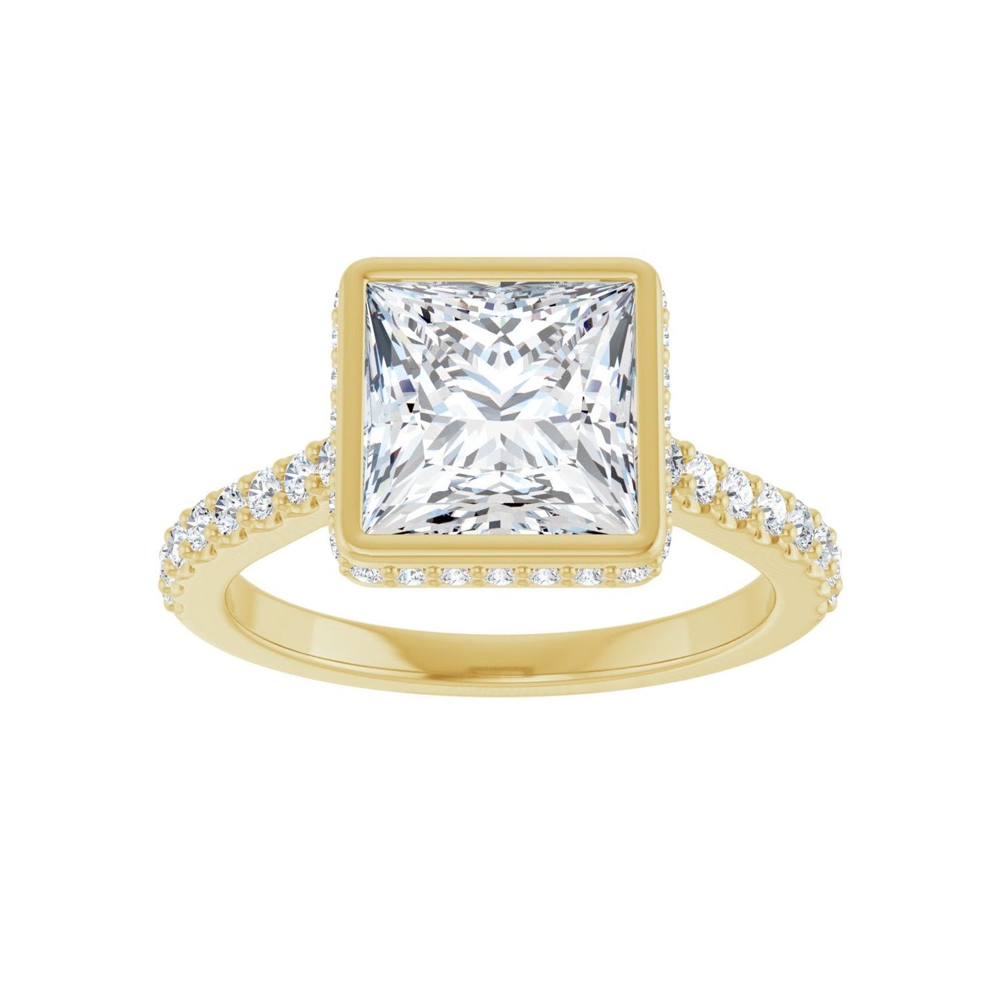 Square Hidden Halo-Style Engagement Ring | Metal Type=14K Yellow Gold | Center Stone Size=2.5 CT | Image 3