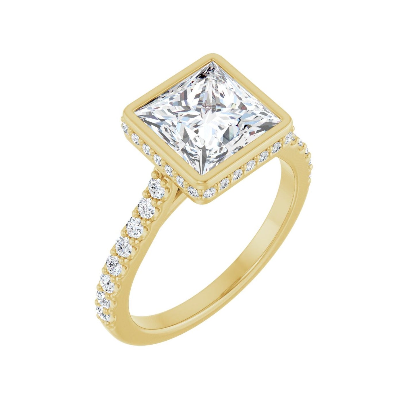 Square Hidden Halo-Style Engagement Ring | Metal Type=14K Yellow Gold | Center Stone Size=2.5 CT | Image 1