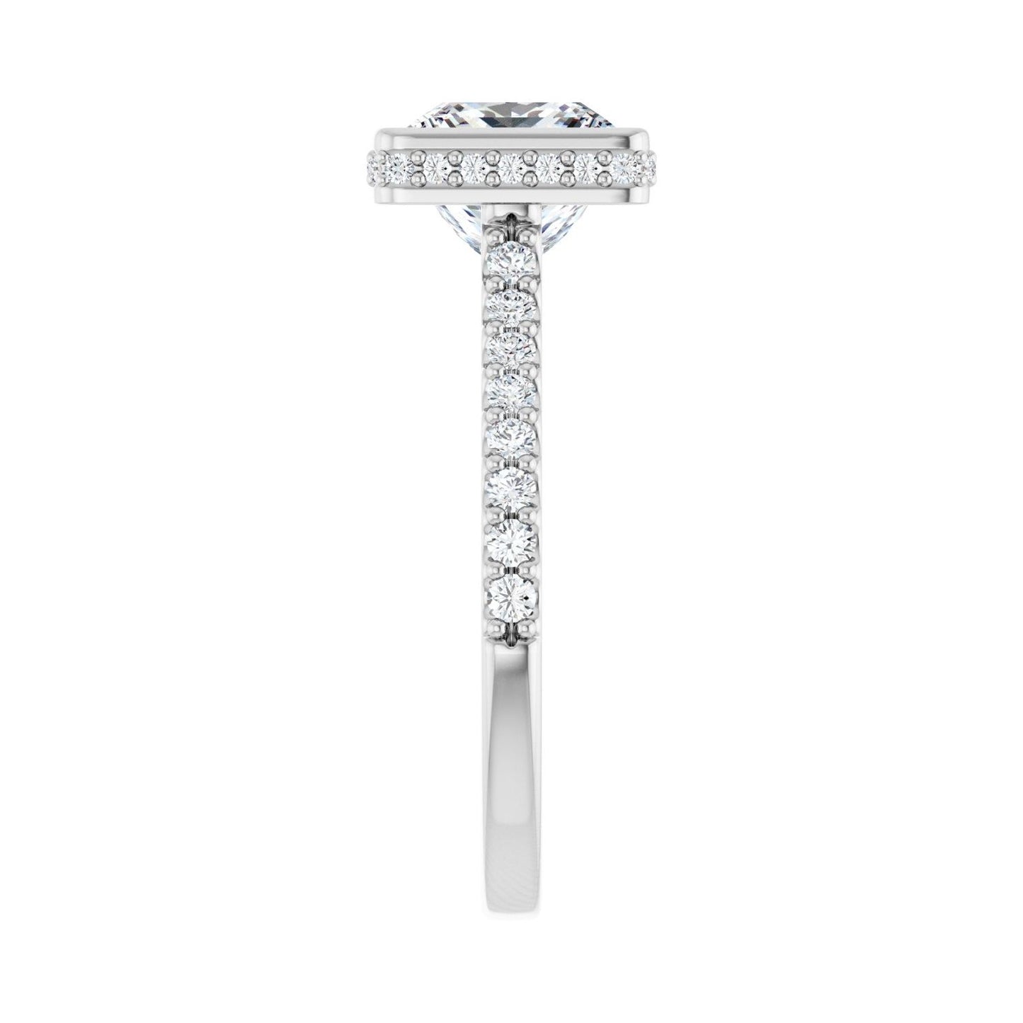 Square Hidden Halo-Style Engagement Ring | Metal Type=14K White Gold | Center Stone Size=2.5 CT | Image 4