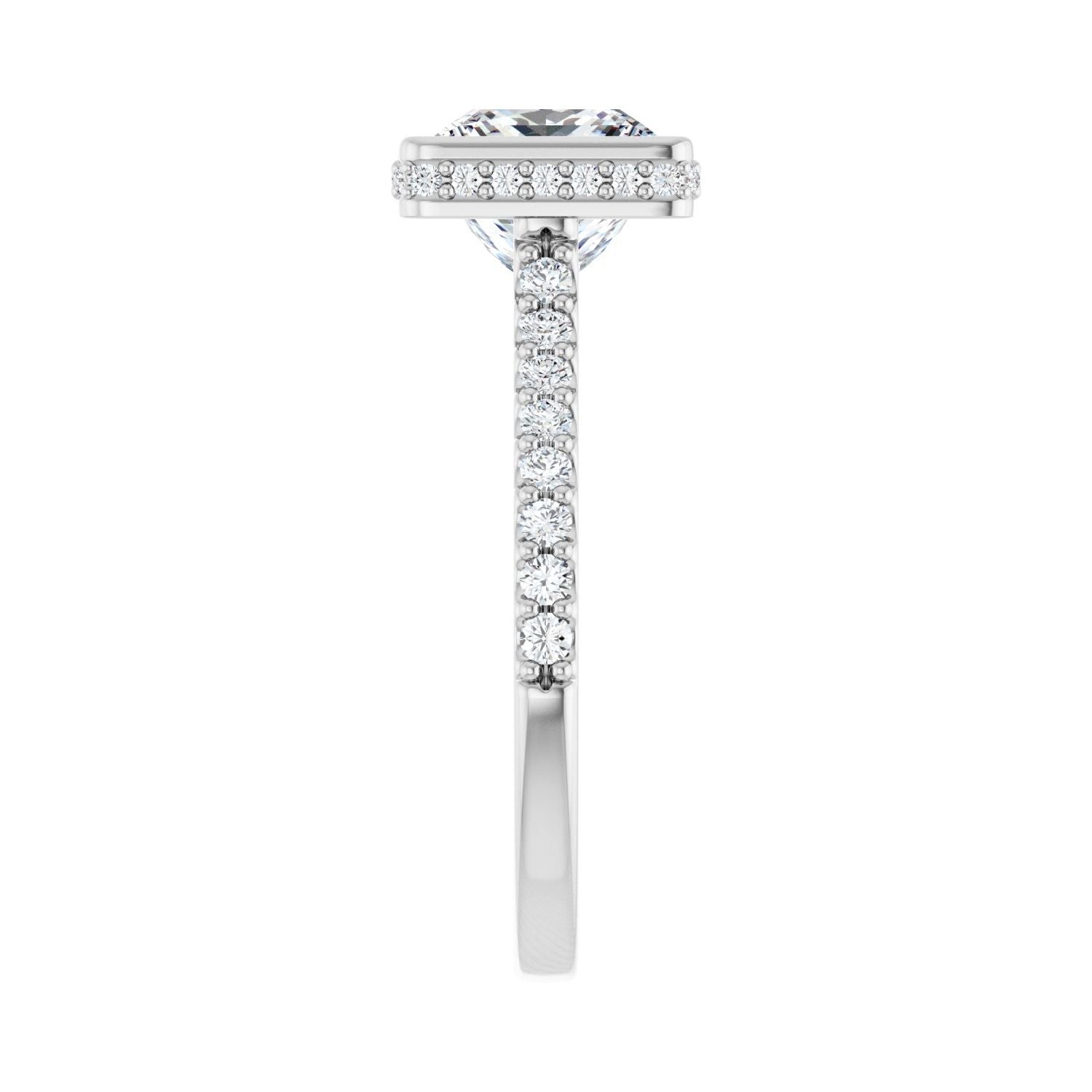 Square Hidden Halo-Style Engagement Ring | Metal Type=14K White Gold | Center Stone Size=2.5 CT | Image 4