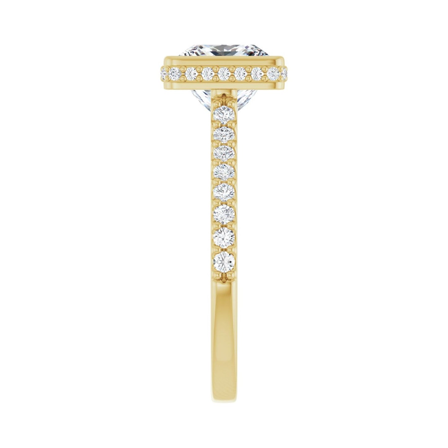 Square Hidden Halo-Style Engagement Ring | Metal Type=14K Yellow Gold | Center Stone Size=2.5 CT | Image 4