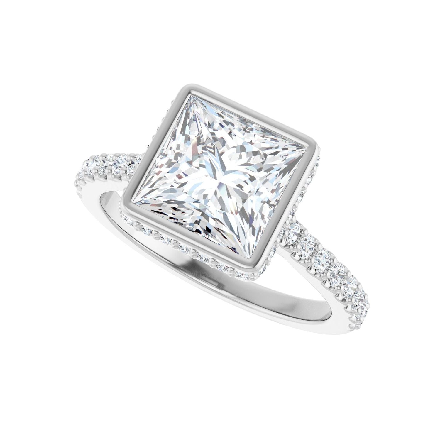 Square Hidden Halo-Style Engagement Ring | Metal Type=14K White Gold | Center Stone Size=2.5 CT | Image 5