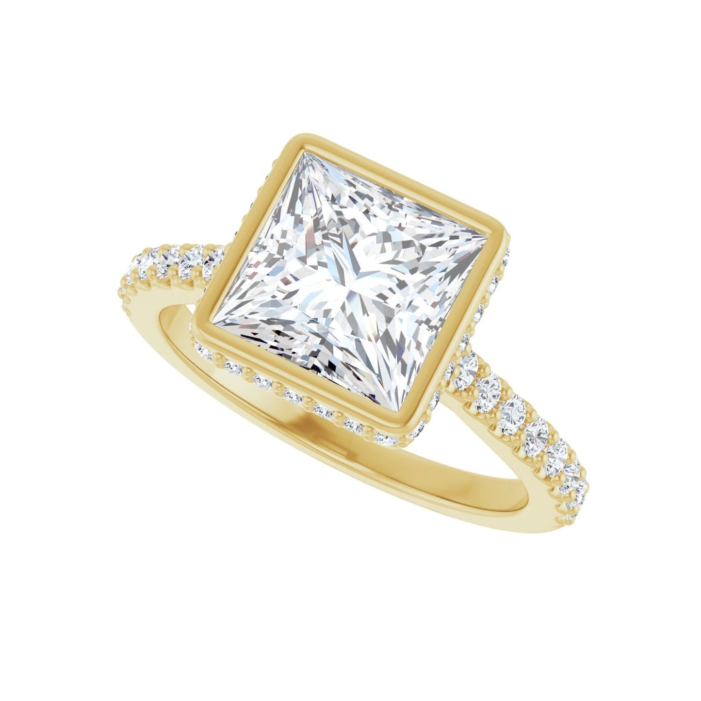 Square Hidden Halo-Style Engagement Ring | Metal Type=14K Yellow Gold | Center Stone Size=2.5 CT | Image 5