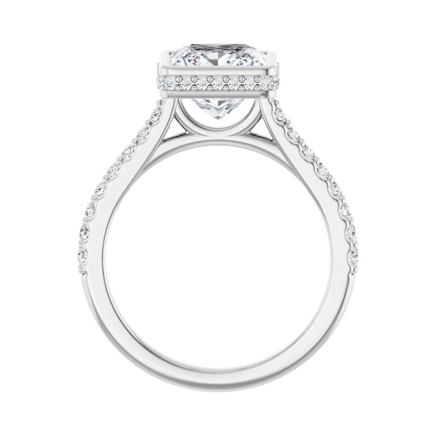 Square Hidden Halo-Style Engagement Ring | Metal Type=14K White Gold | Center Stone Size=2.5 CT | Image 2