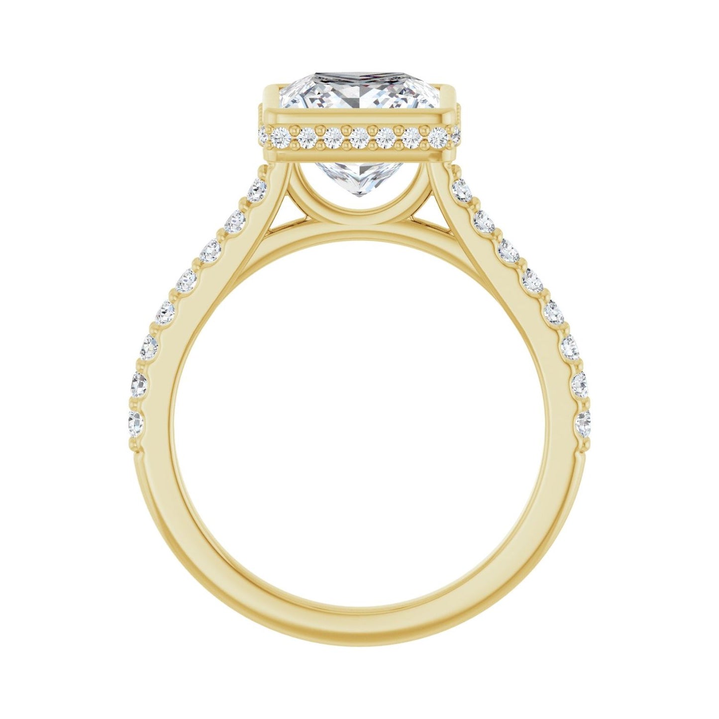 Square Hidden Halo-Style Engagement Ring | Metal Type=14K Yellow Gold | Center Stone Size=2.5 CT | Image 2