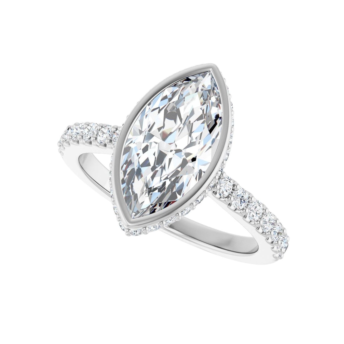 Marquise Hidden Halo-Style Engagement Ring | Metal Type=14K White Gold | Center Stone Size=2 CT | Image 5