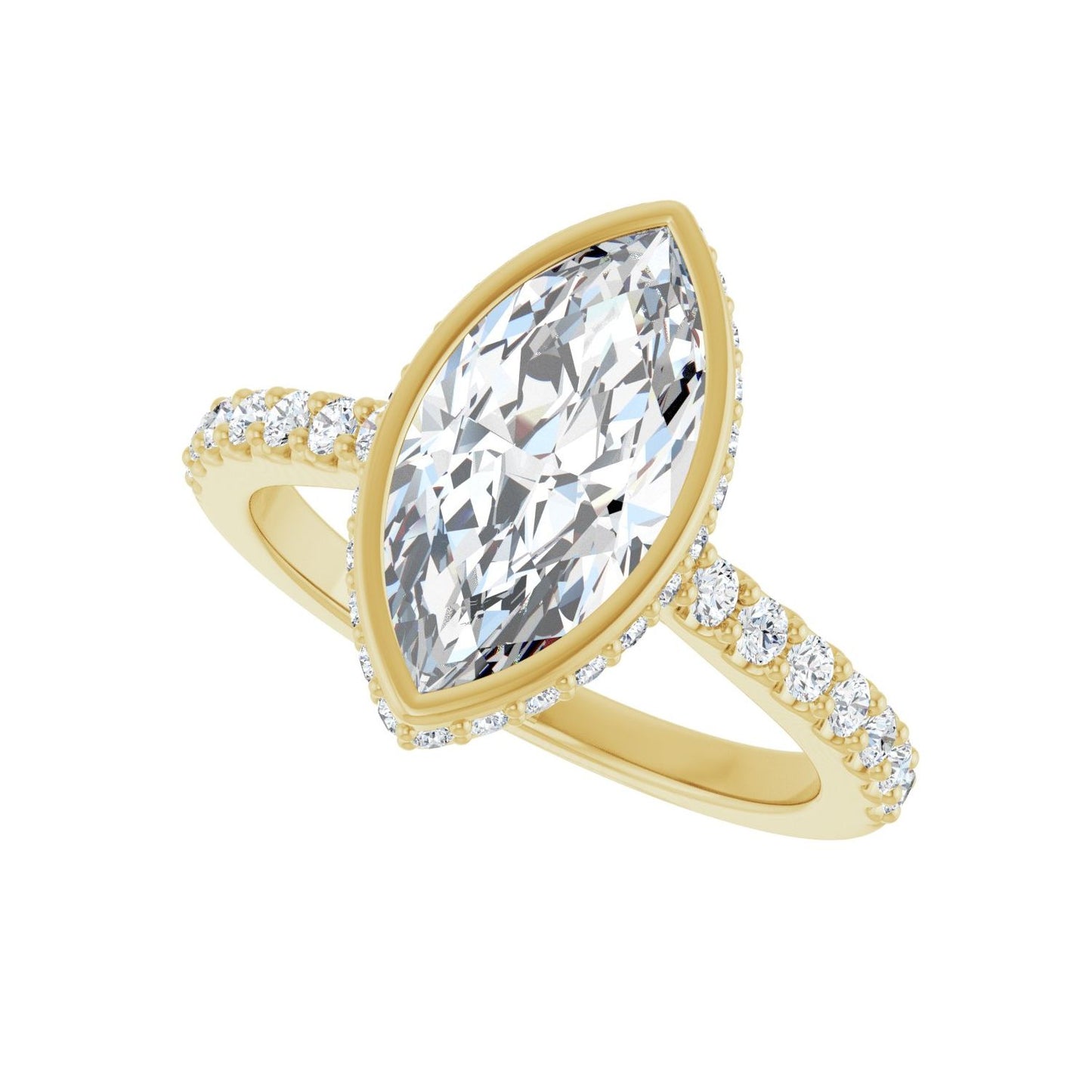 Marquise Hidden Halo-Style Engagement Ring | Metal Type=14K Yellow Gold | Center Stone Size=2 CT | Image 5