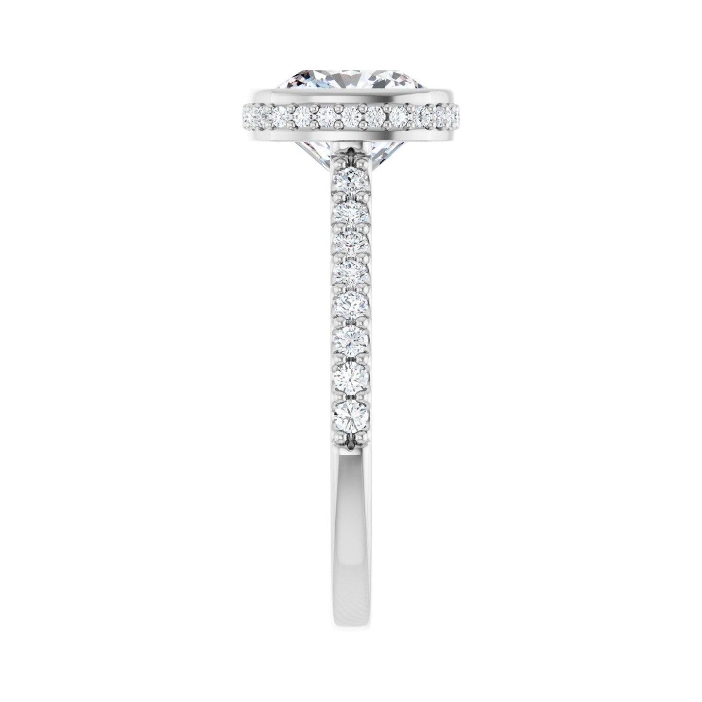 Cushion Hidden Halo-Style Engagement Ring | Metal Type=14K White Gold | Center Stone Size=3 CT | Image 4