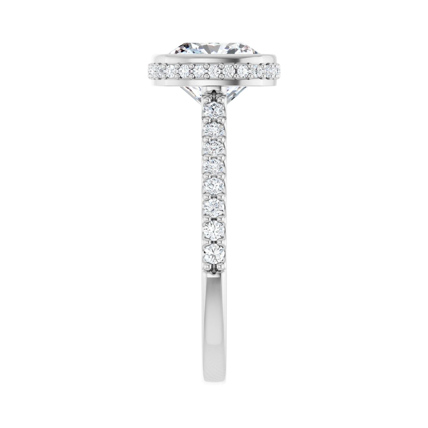 Cushion Hidden Halo-Style Engagement Ring | Metal Type=14K White Gold | Center Stone Size=3 CT | Image 4