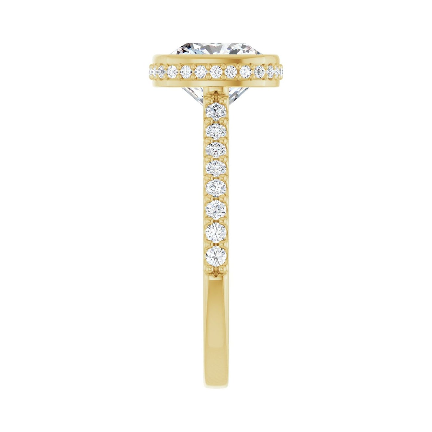 Cushion Hidden Halo-Style Engagement Ring | Metal Type=14K Yellow Gold | Center Stone Size=3 CT | Image 4